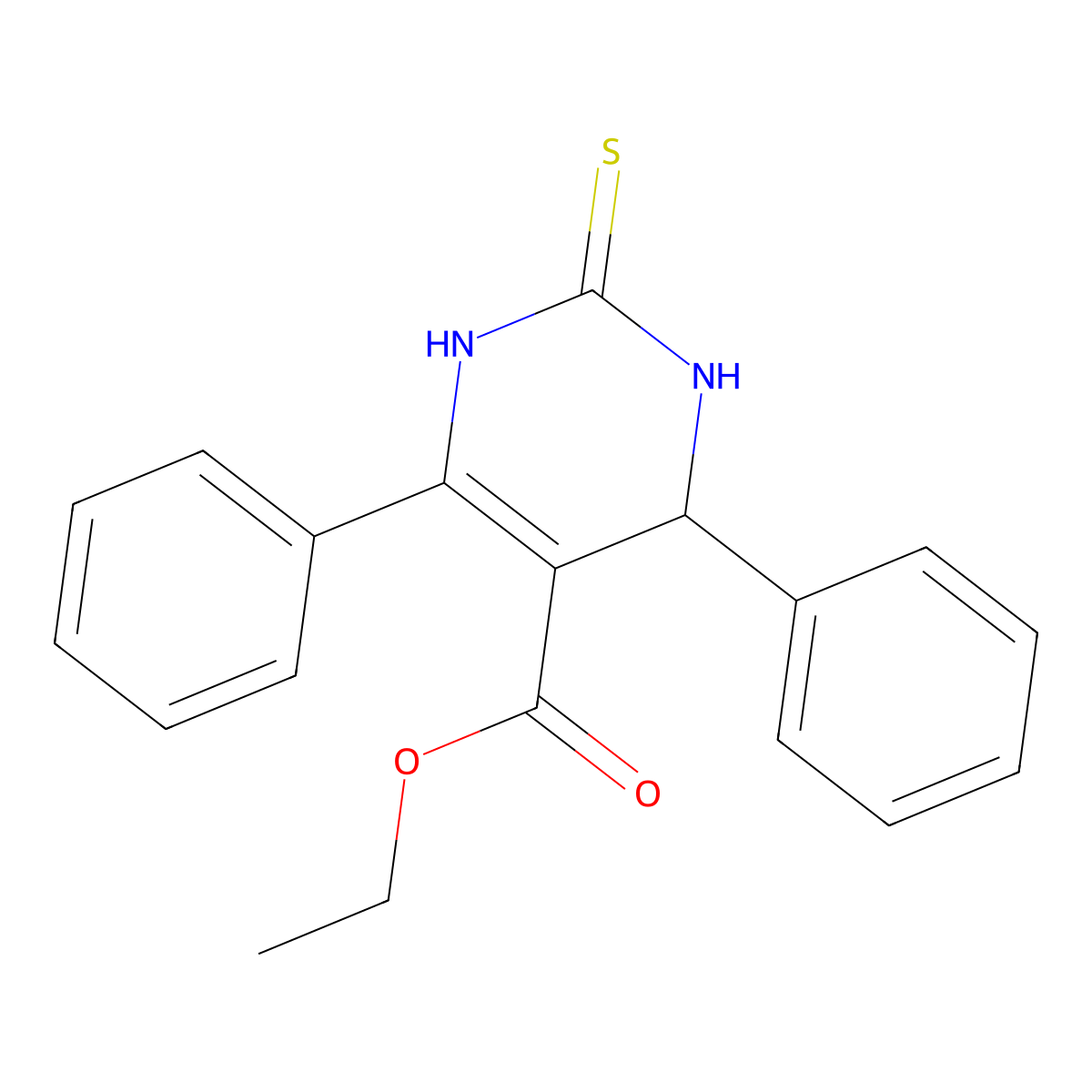 Ethyl 1,2,3,4-tetrahydro-4,6-diphenyl-2-thioxo-5-pyrimidinecarboxylate molecular structure, CAS 154866-93-0