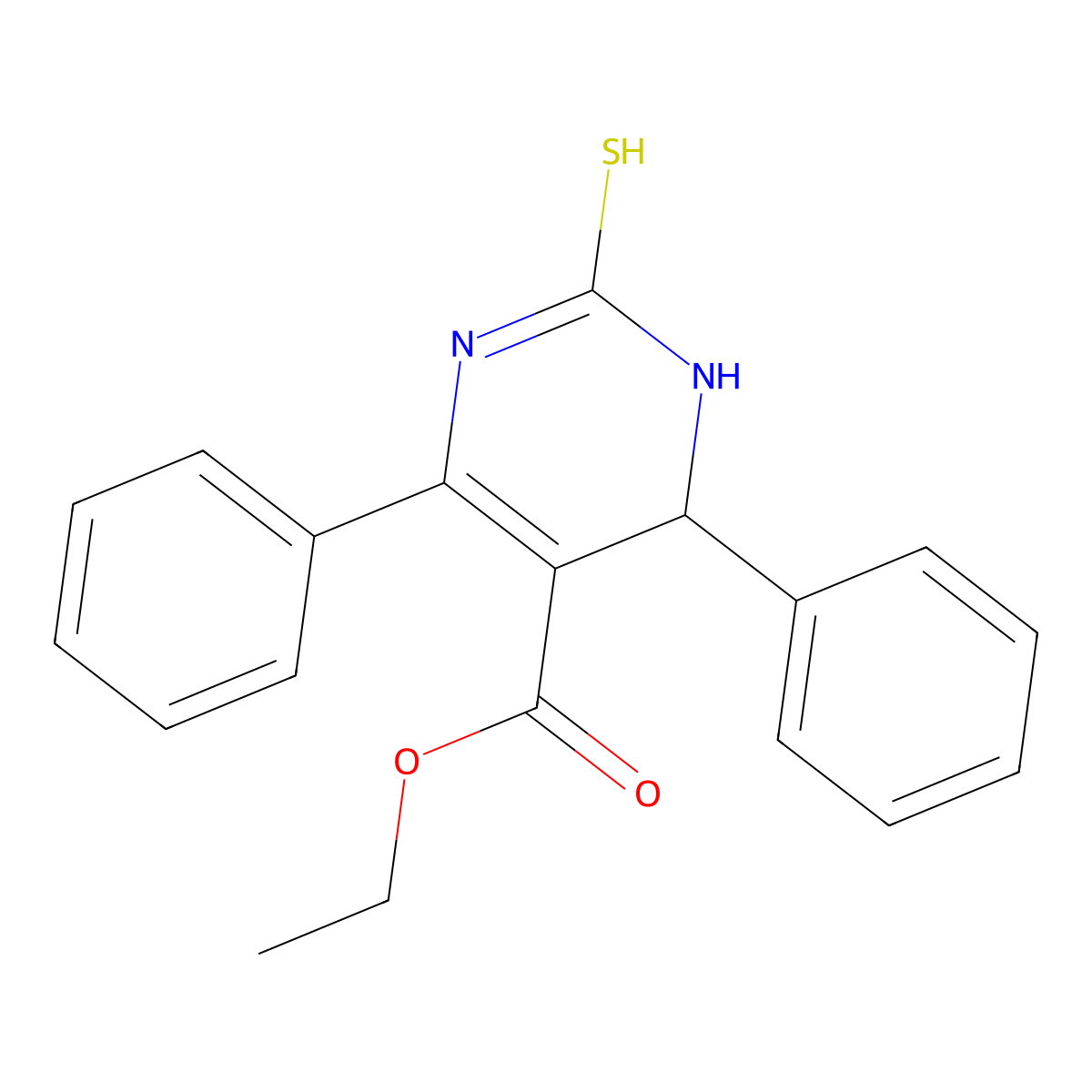 Ethyl 1,2,3,4-tetrahydro-4,6-diphenyl-2-thioxo-5-pyrimidinecarboxylate molecular structure, CAS 154866-93-0