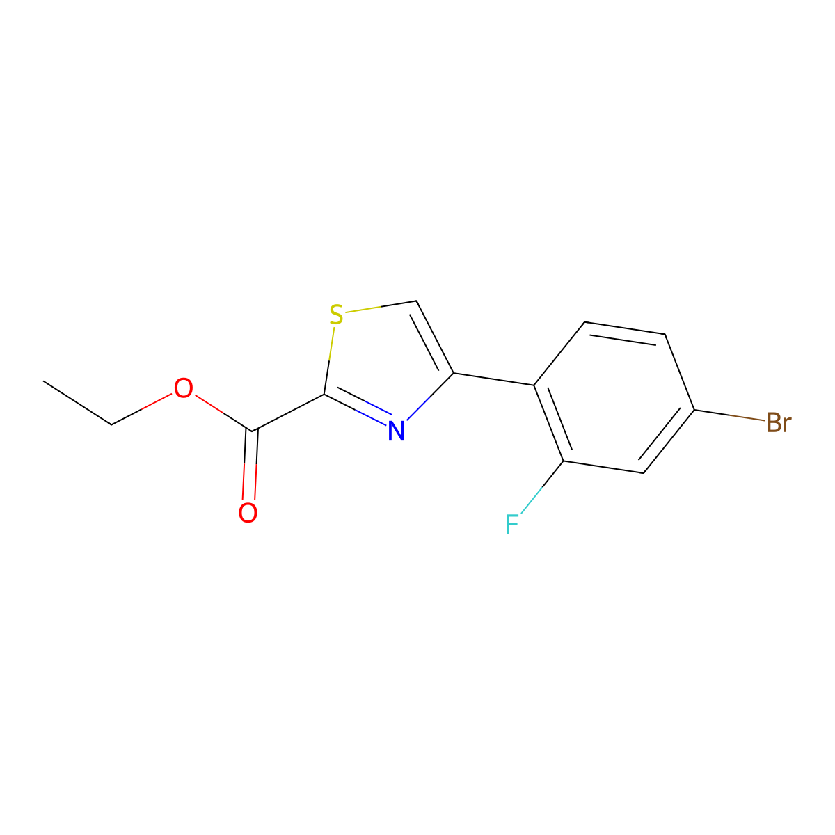Ethyl 4-(4-bromo-2-fluorophenyl)thiazole-2-carboxylate molecular structure, CAS 1548668-40-1