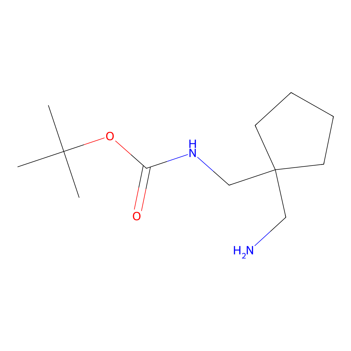 tert-butyl N-{[1-(aminomethyl)cyclopentyl]methyl}carbamate molecular structure, CAS 1548675-07-5
