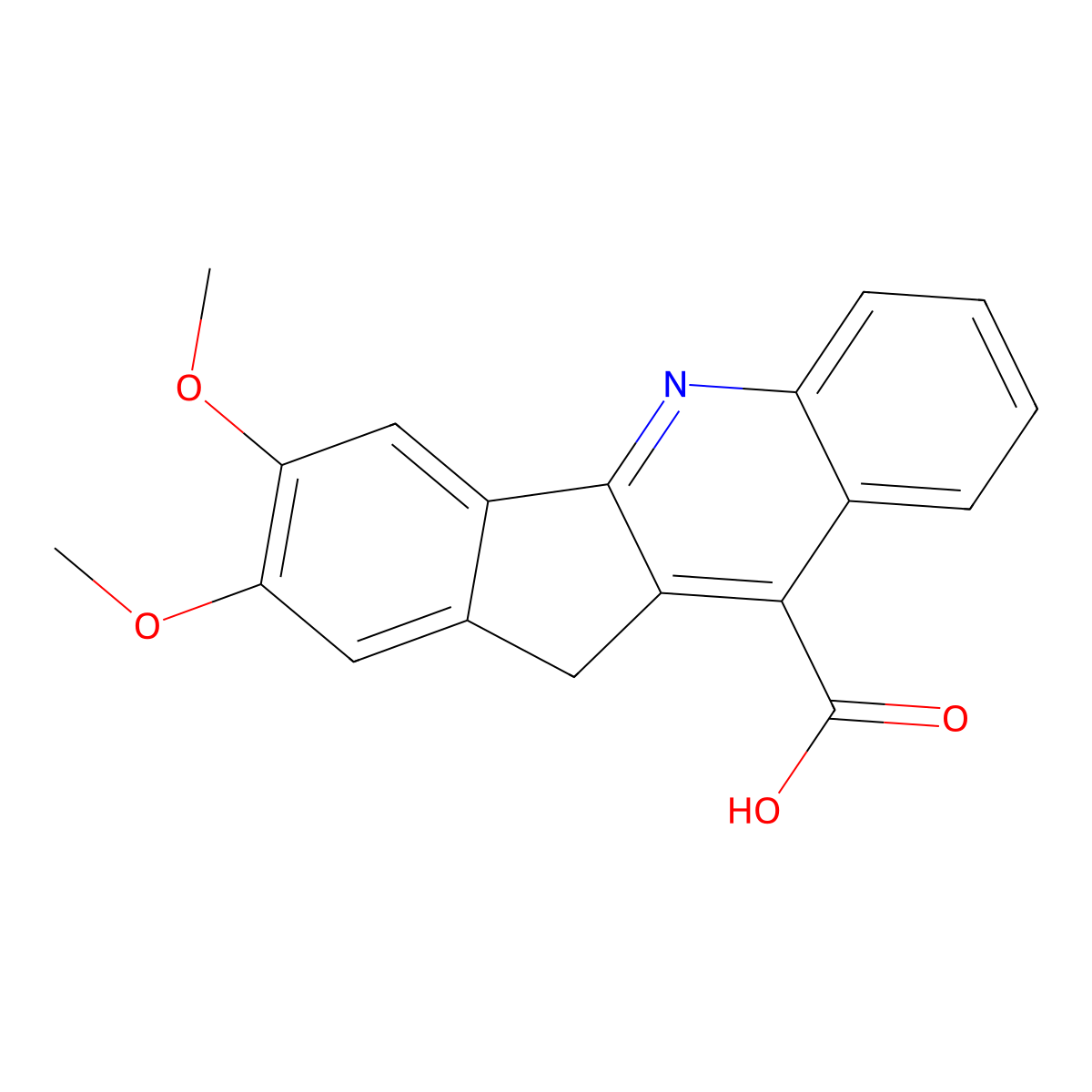 2,3-dimethoxy-11H-indeno[1,2-b]quinoline-10-carboxylic acid molecular structure, CAS 154869-00-8