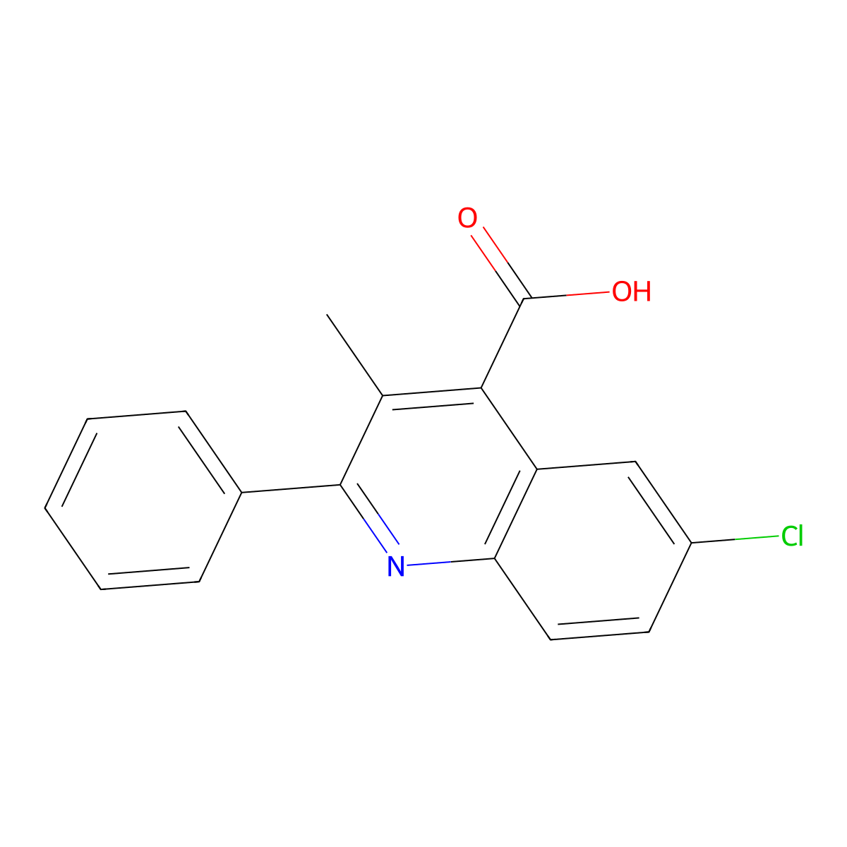 6-Chloro-3-methyl-2-phenylquinoline-4-carboxylic acid molecular structure, CAS 154869-06-4