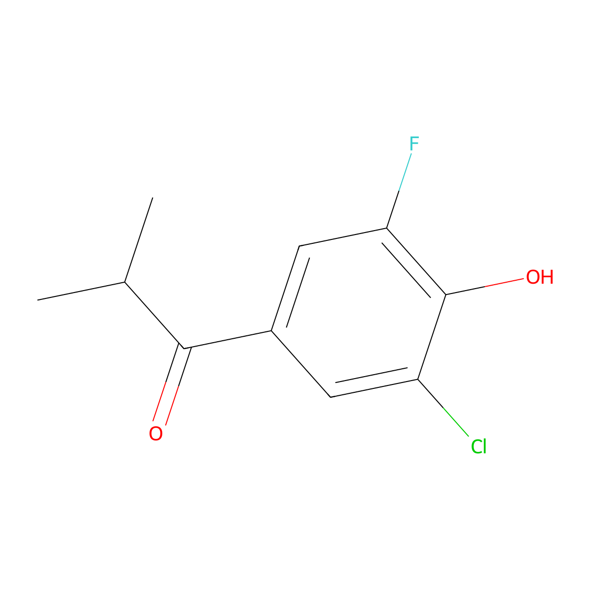 1-(3-Chloro-5-fluoro-4-hydroxyphenyl)-2-methylpropan-1-one molecular structure, CAS 1548738-53-9