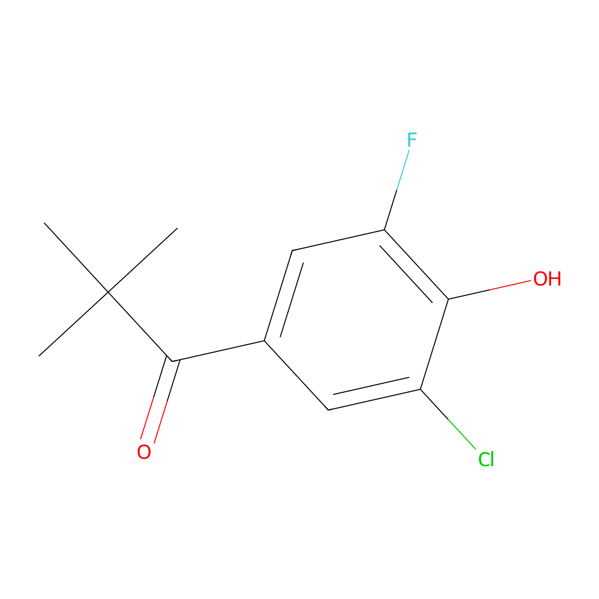 1-(3-Chloro-5-fluoro-4-hydroxyphenyl)-2,2-dimethylpropan-1-one molecular structure, CAS 1548738-58-4