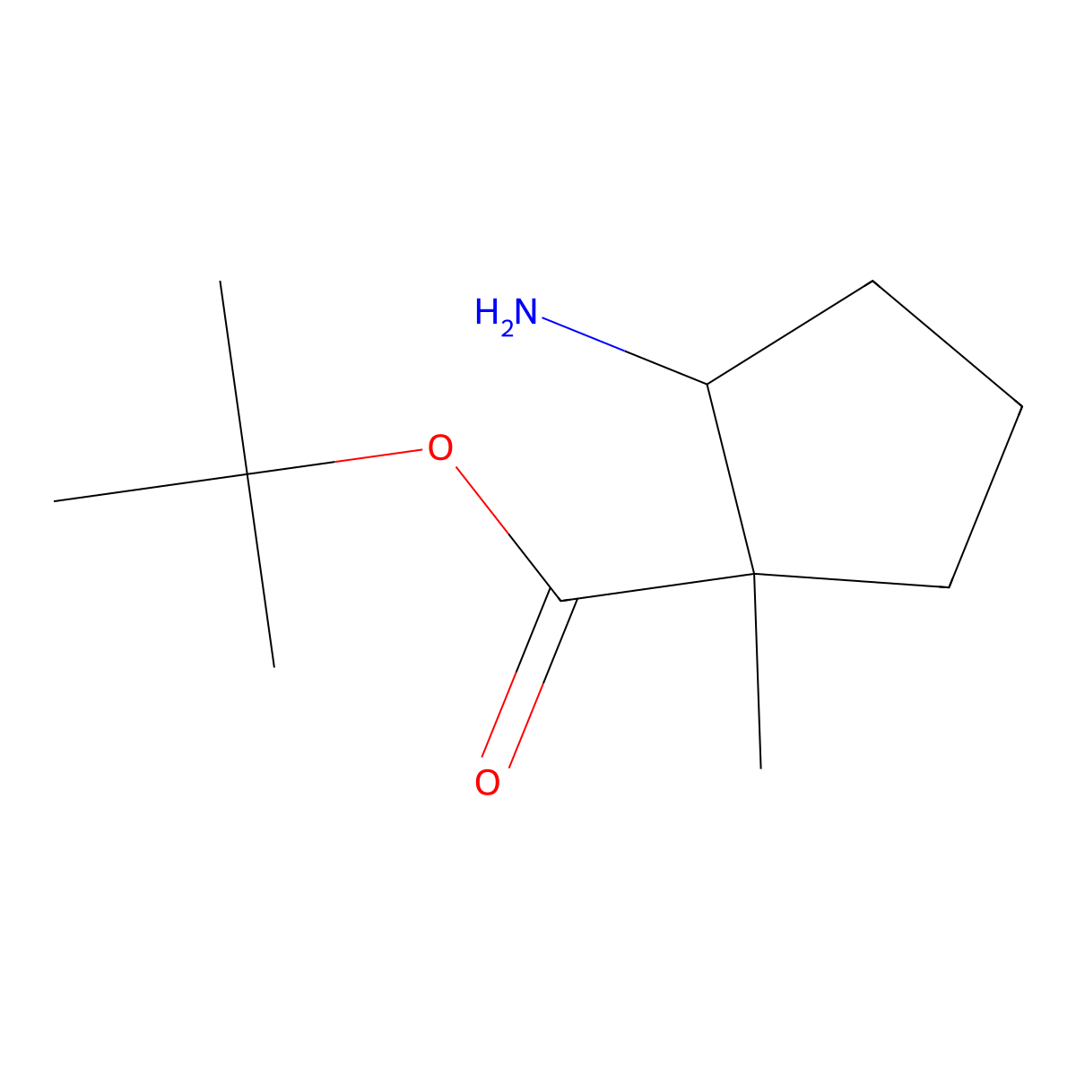 Tert-butyl 2-amino-1-methylcyclopentane-1-carboxylate molecular structure, CAS 1548755-79-8