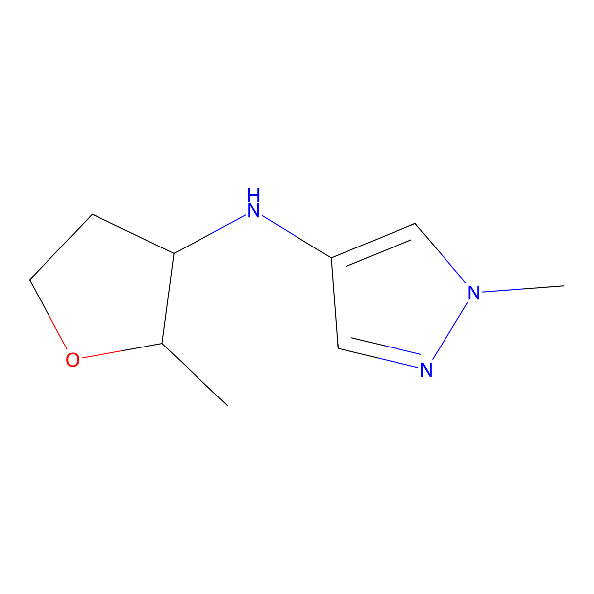 1-methyl-N-(2-methyloxolan-3-yl)-1H-pyrazol-4-amine molecular structure, CAS 1548799-44-5