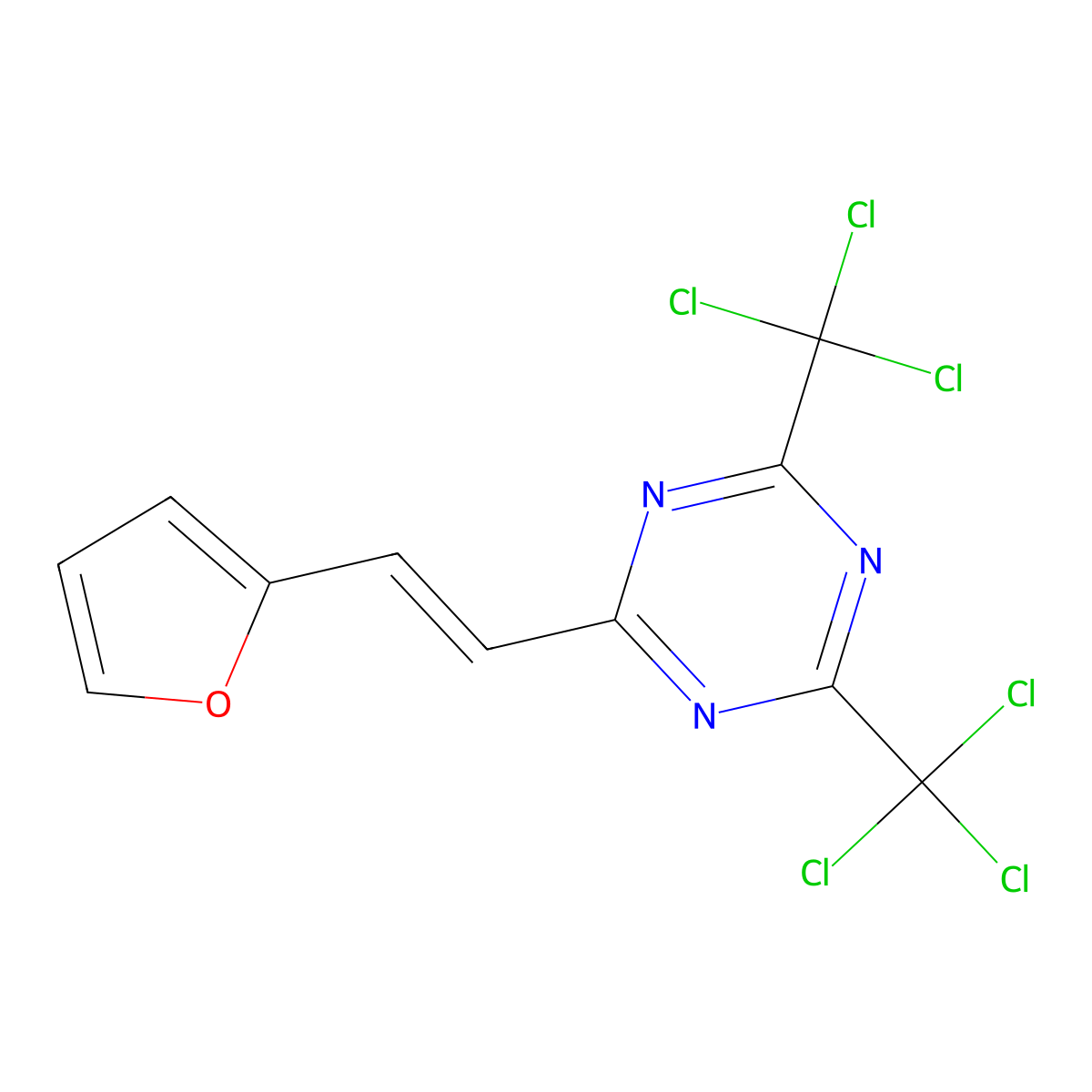 2-((1E)-2-(2-Furanyl)ethenyl)-4,6-bis(trichloromethyl)-1,3,5-triazine molecular structure, CAS 154880-05-4