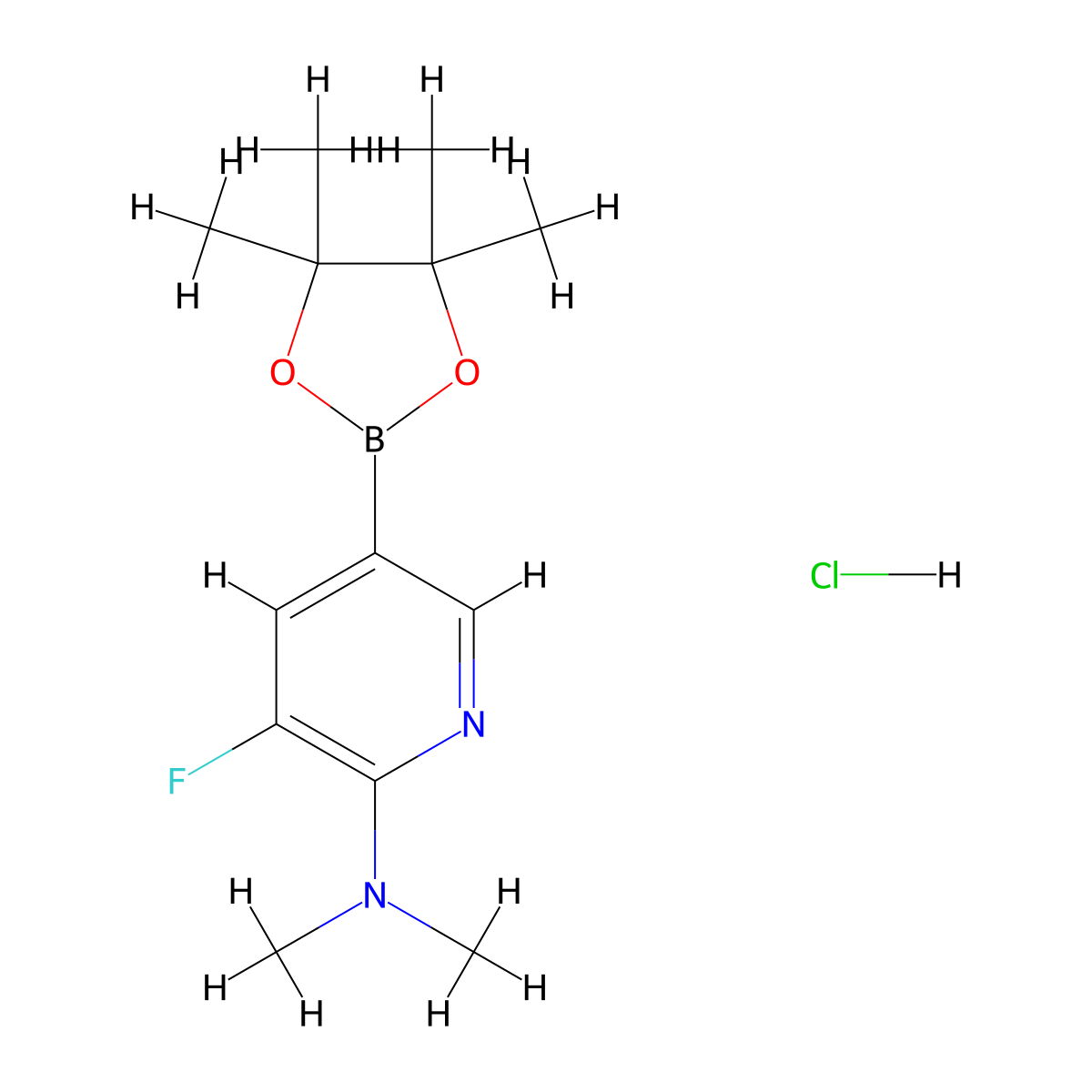 2-(N,N-Dimethylamino)-3-fluoropyridine-5-boronic acid pinacol ester hydrochloride molecular structure, CAS 1548827-81-1