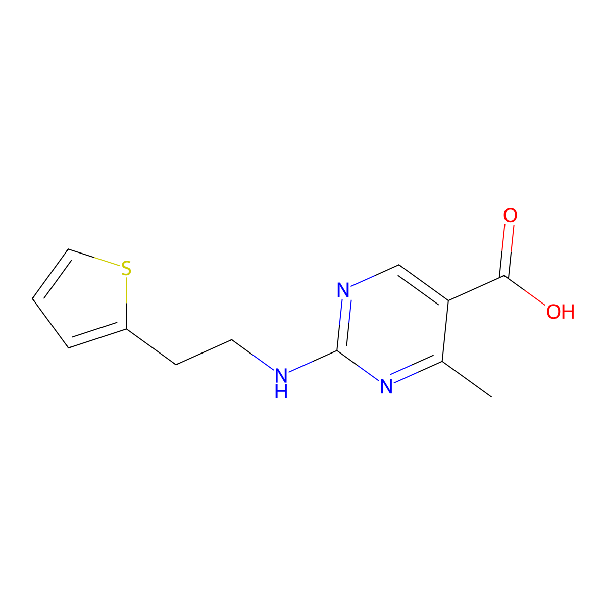 4-Methyl-2-{[2-(thiophen-2-yl)ethyl]amino}pyrimidine-5-carboxylic acid molecular structure, CAS 1548837-57-5