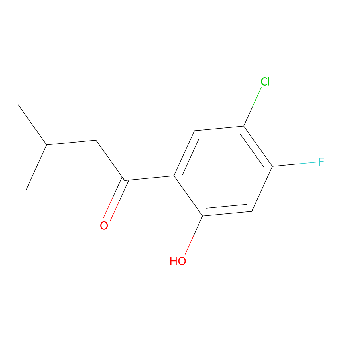 1-(5-Chloro-4-fluoro-2-hydroxyphenyl)-3-methylbutan-1-one molecular structure, CAS 1548849-59-7