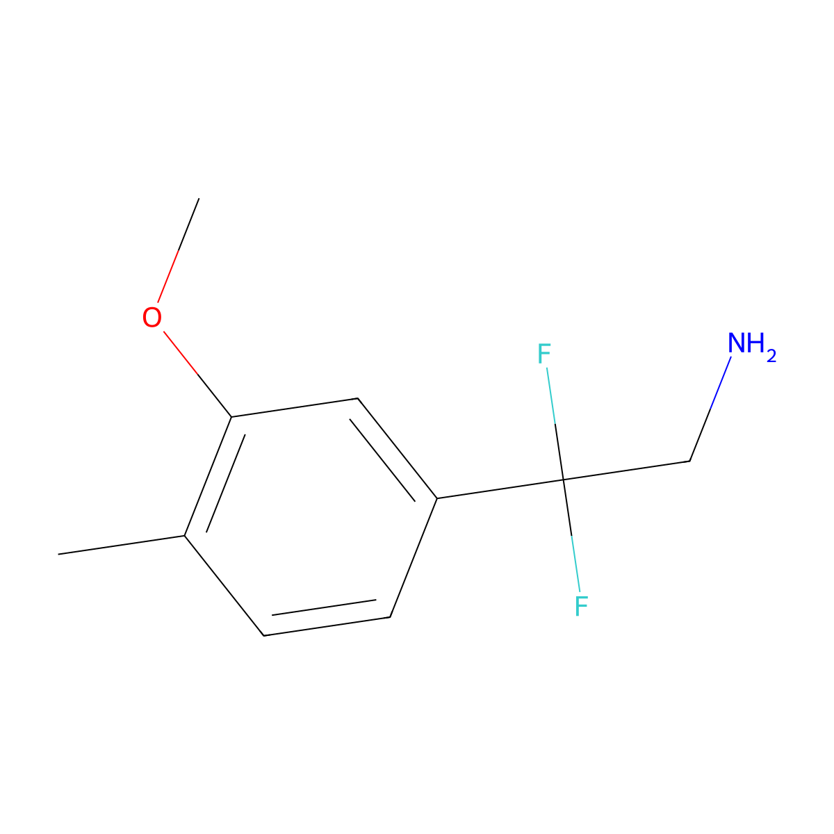 2,2-Difluoro-2-(3-methoxy-4-methylphenyl)ethan-1-amine molecular structure, CAS 1549003-31-7