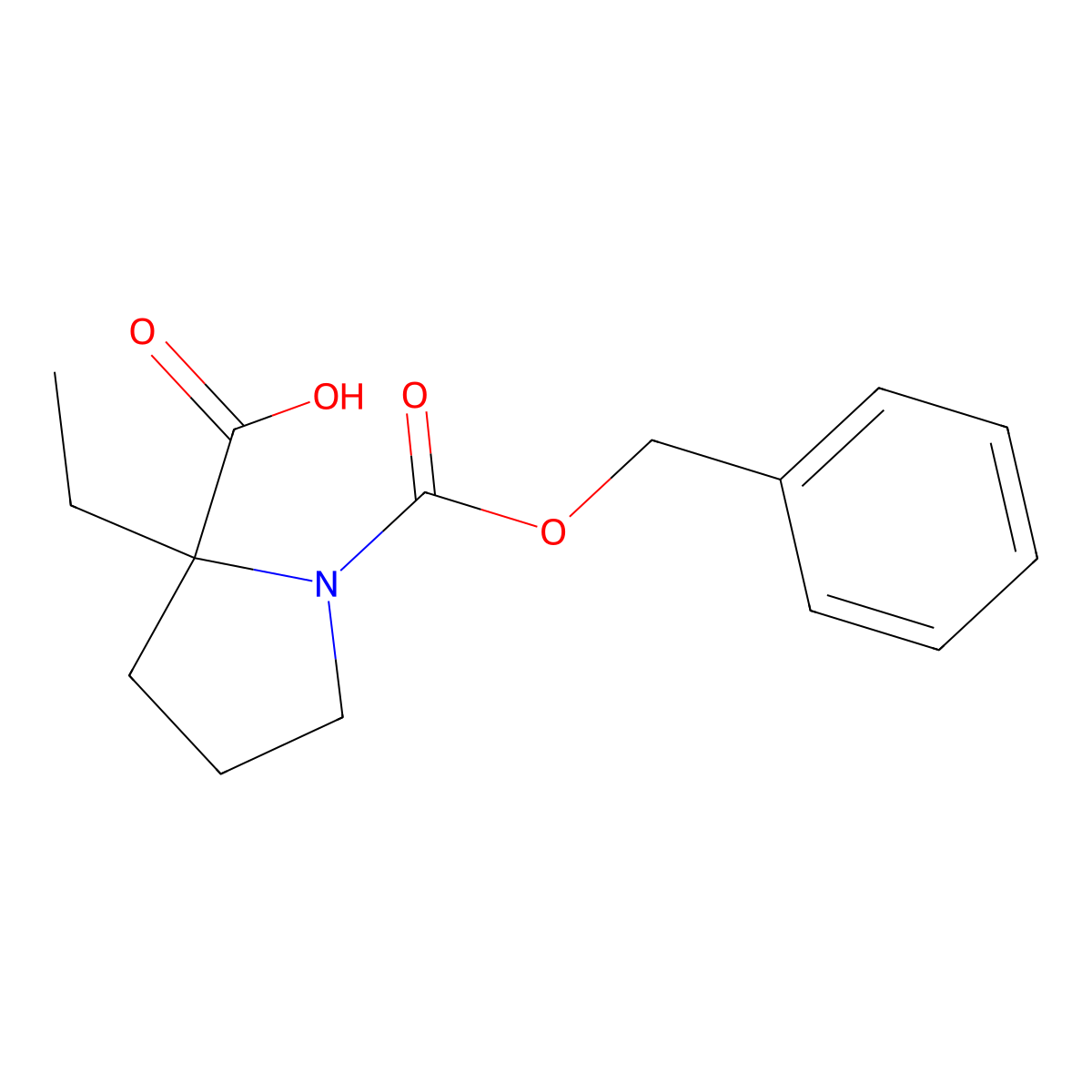 1-((Benzyloxy)carbonyl)-2-ethylpyrrolidine-2-carboxylic acid molecular structure, CAS 1549097-60-0