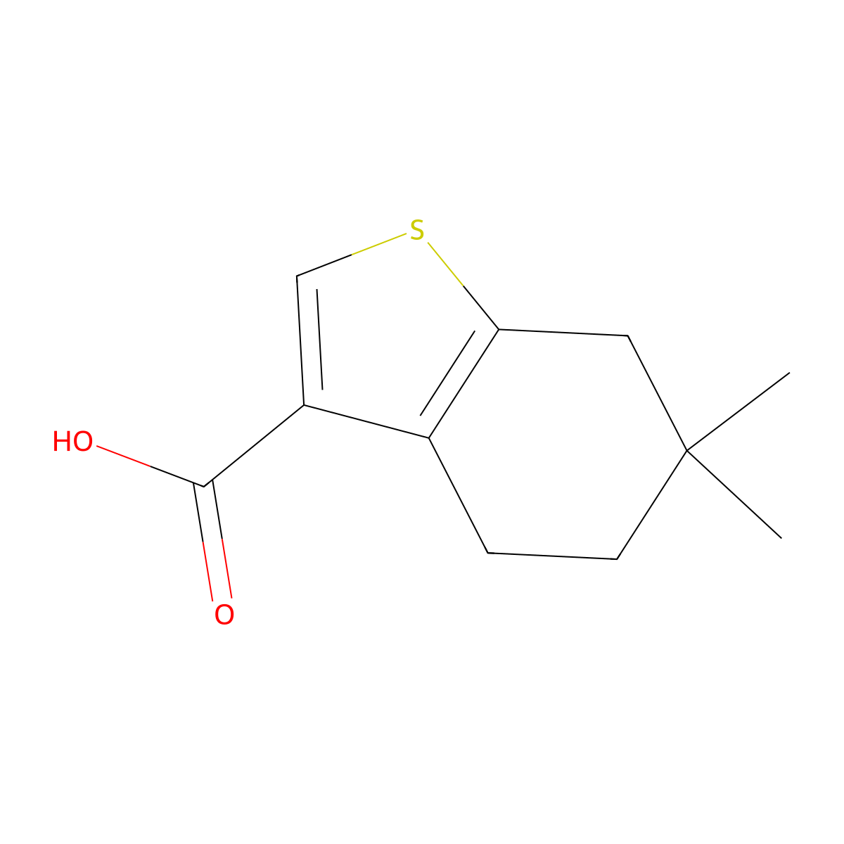 6,6-Dimethyl-4,5,6,7-tetrahydro-1-benzothiophene-3-carboxylic acid molecular structure, CAS 1549141-98-1