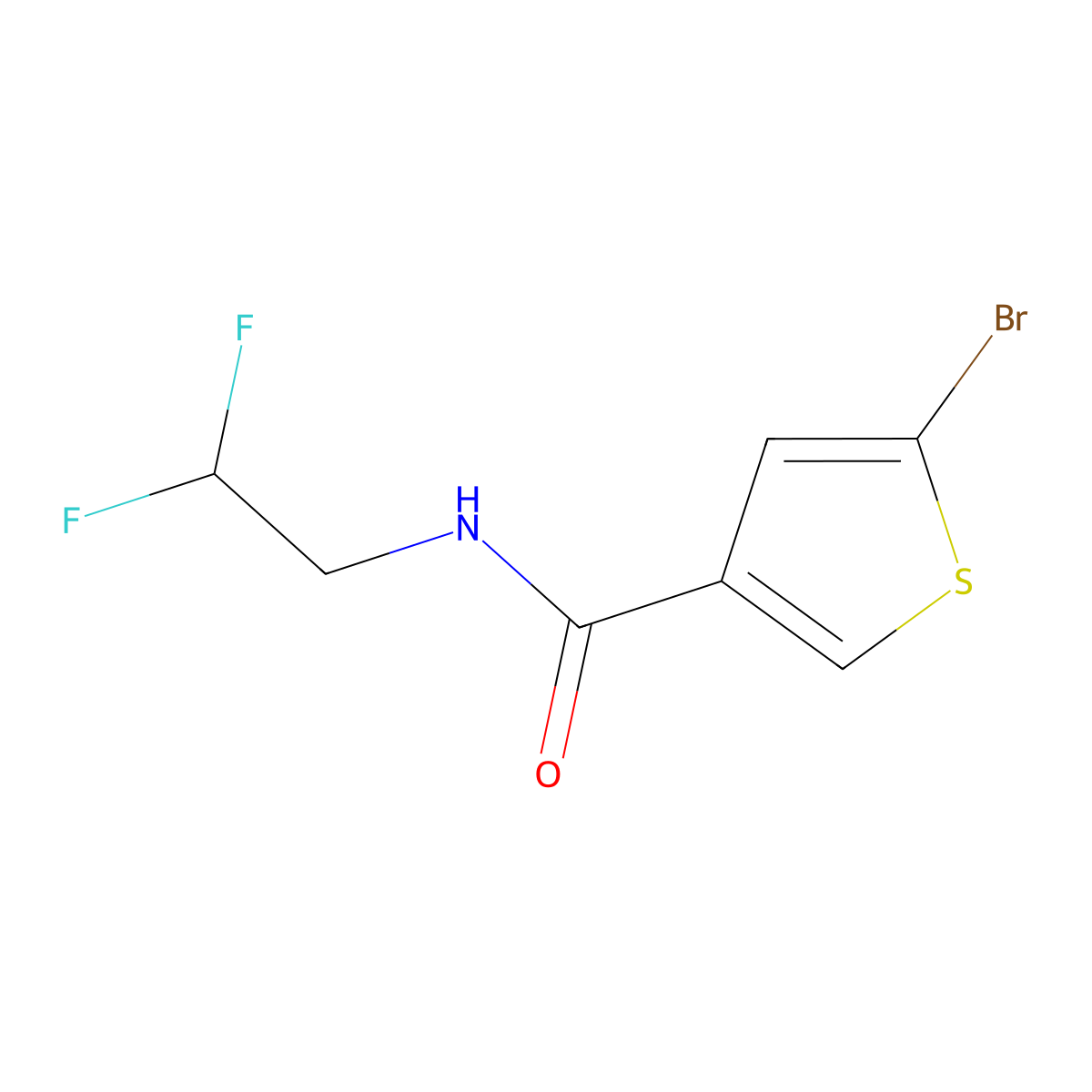 5-bromo-N-(2,2-difluoroethyl)thiophene-3-carboxamide molecular structure, CAS 1549187-22-5
