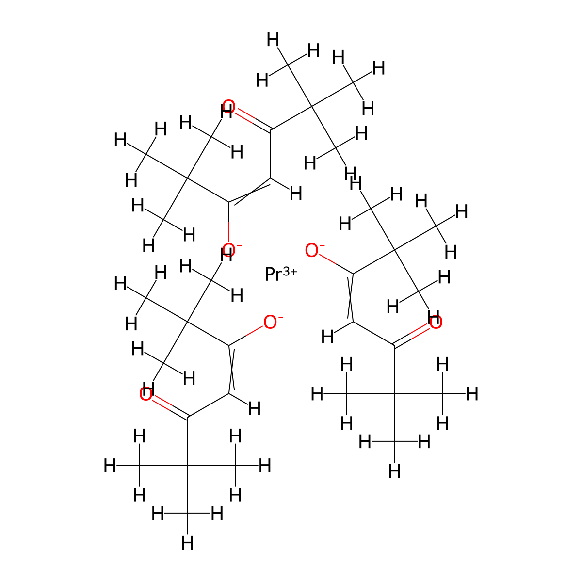 Tris(2,2,6,6-tetramethylheptane-3,5-dionato-O,O')praseodymium molecular structure, CAS 15492-48-5