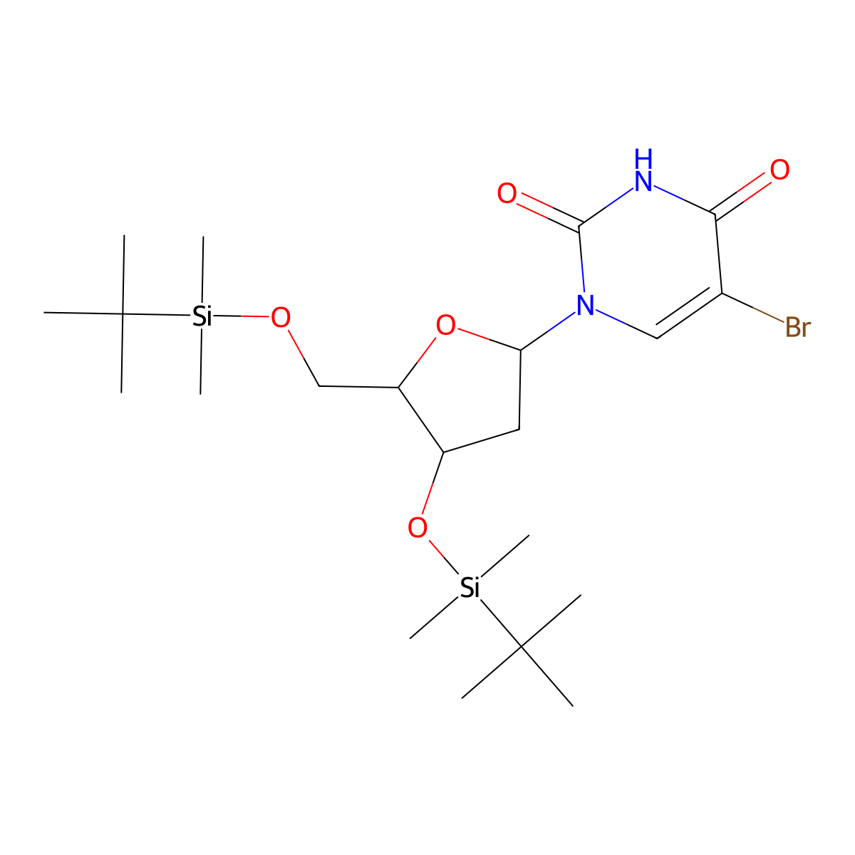 5-Bromo-2'-deoxy-3',5'-bis-O-[(1,1-dimethylethyl)dimethylsilyl]-uridine molecular structure, CAS 154925-95-8