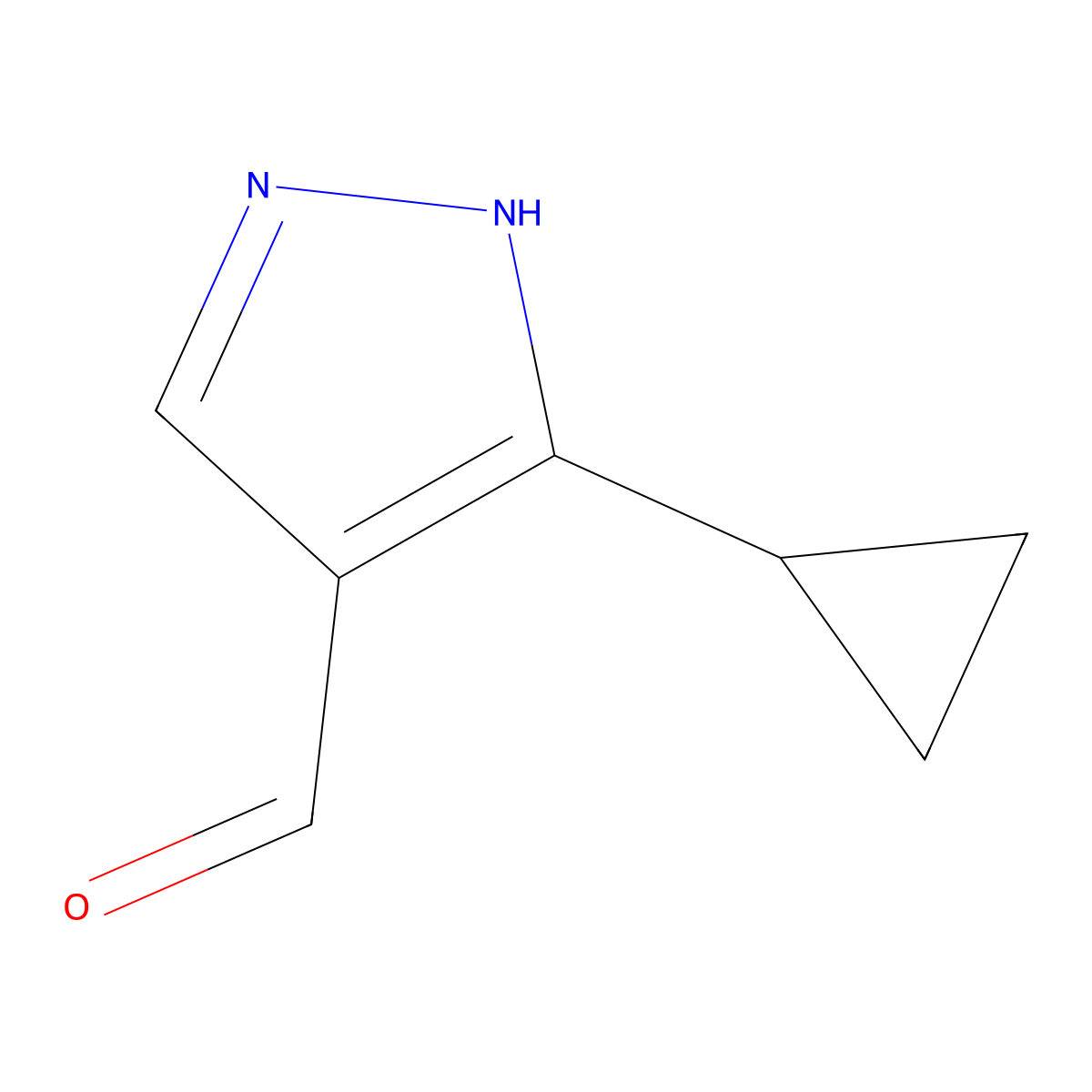 3-cyclopropyl-1H-pyrazole-4-carbaldehyde molecular structure, CAS 154927-00-1