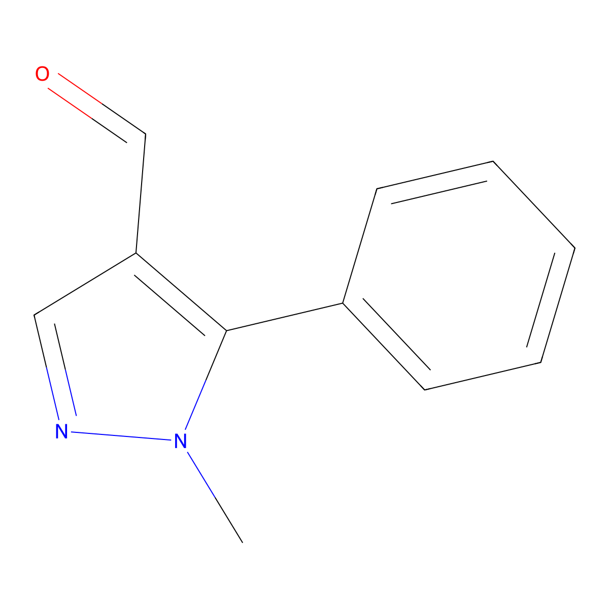 1-methyl-5-phenyl-1H-pyrazole-4-carbaldehyde molecular structure, CAS 154927-01-2