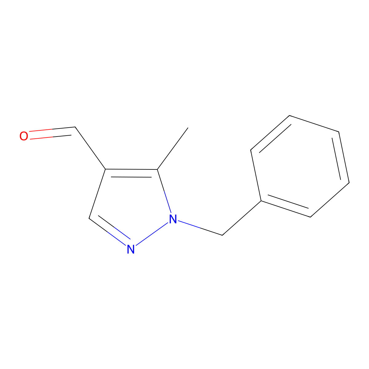 1-Benzyl-5-methyl-1H-pyrazole-4-carbaldehyde molecular structure, CAS 154927-02-3