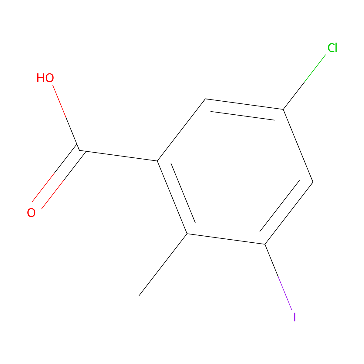 5-Chloro-3-iodo-2-methyl-benzoic acid molecular structure, CAS 1549275-48-0