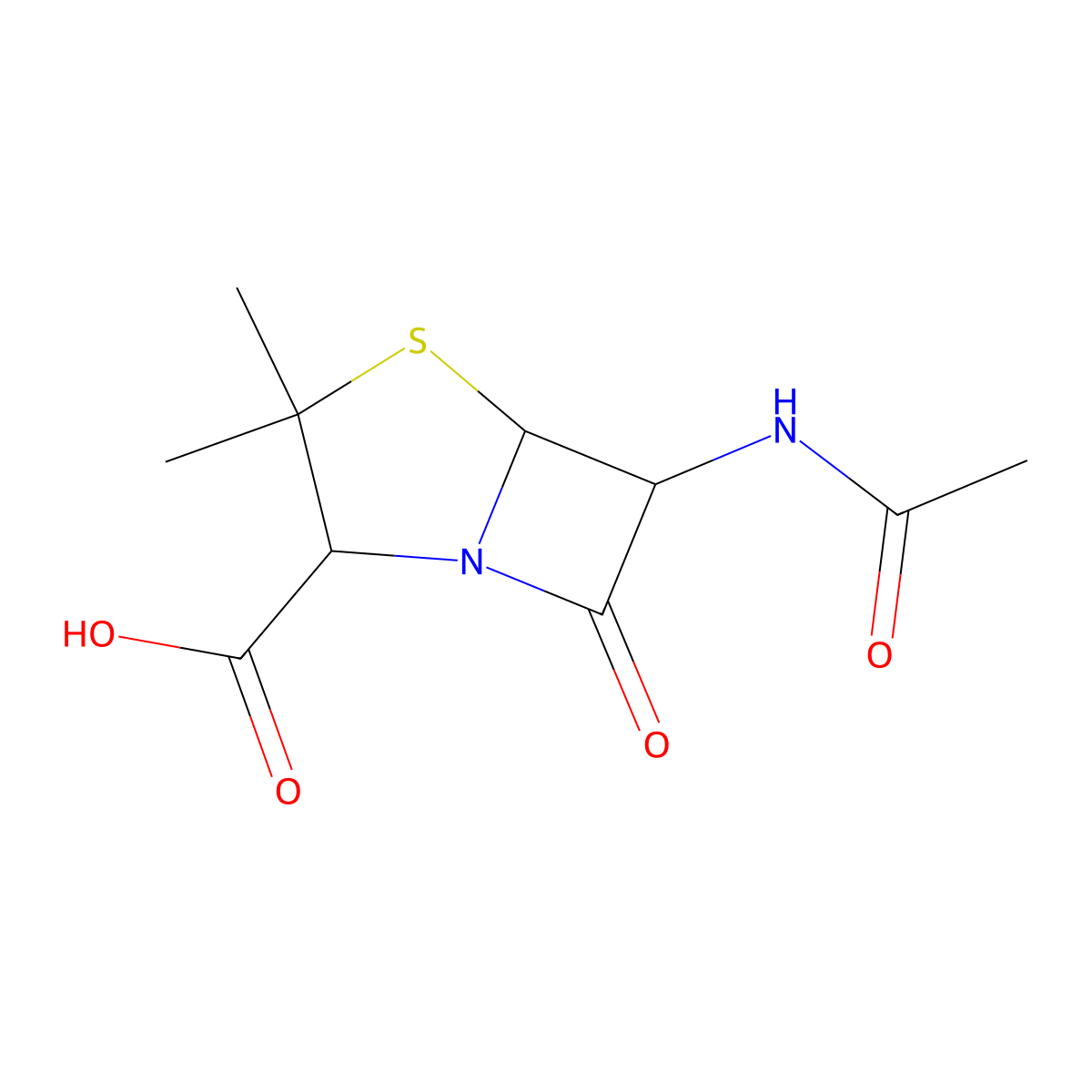 (2S,5R,6R)-6-Acetamido-3,3-dimethyl-7-oxo-4-thia-1-azabicyclo[3.2.0]heptane-2-carboxylic acid molecular structure, CAS 15493-53-5