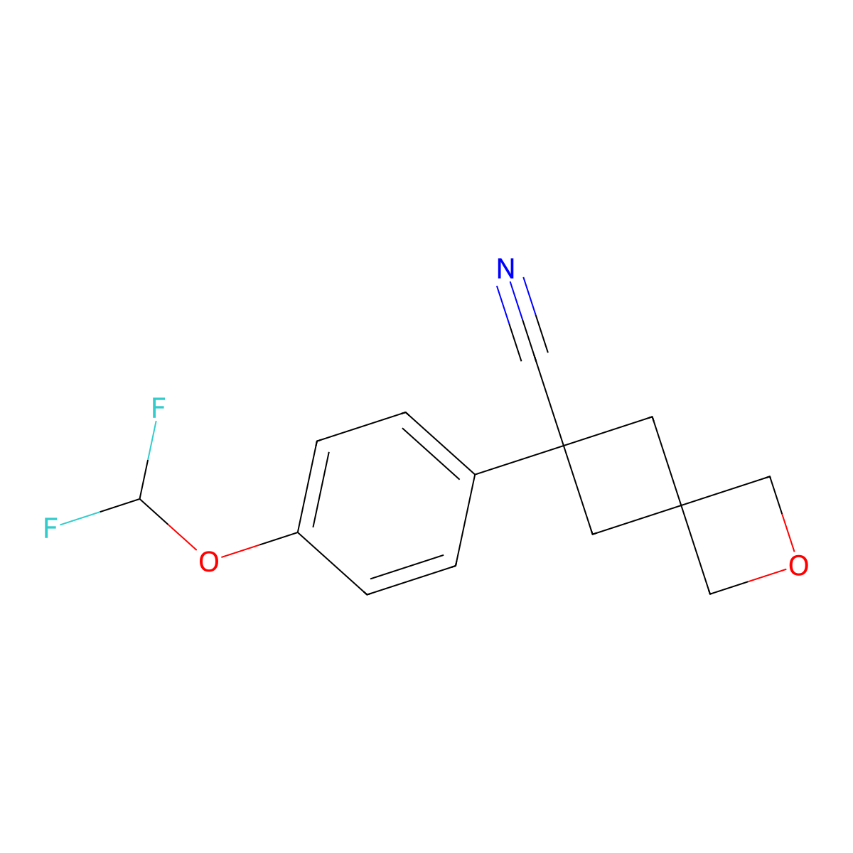 6-[4-(Difluoromethoxy)phenyl]-2-oxaspiro[3.3]heptane-6-carbonitrile molecular structure, CAS 1549307-21-2