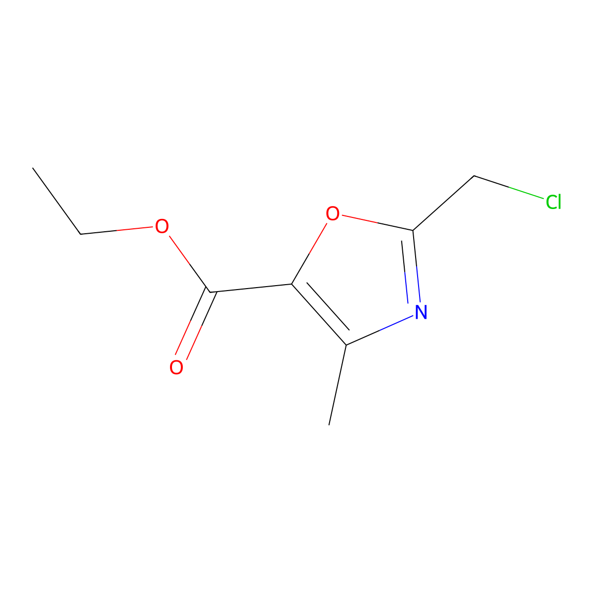 Ethyl 2-(chloromethyl)-4-methyl-1,3-oxazole-5-carboxylate molecular structure, CAS 154933-50-3