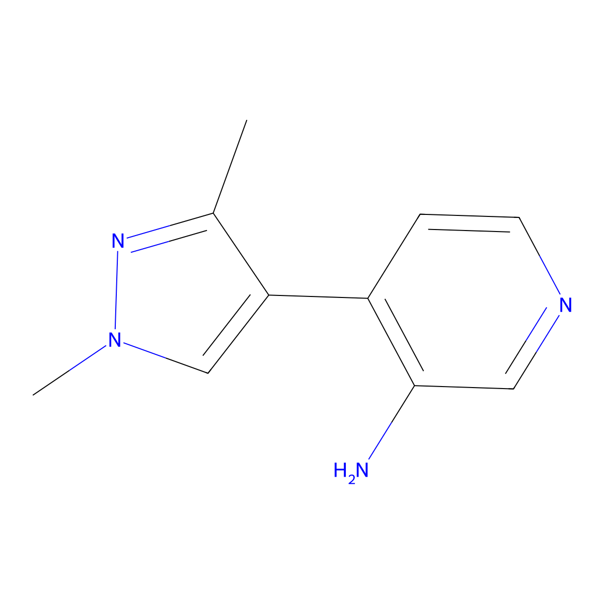 4-(1,3-Dimethylpyrazol-4-yl)pyridin-3-amine molecular structure, CAS 1549332-59-3