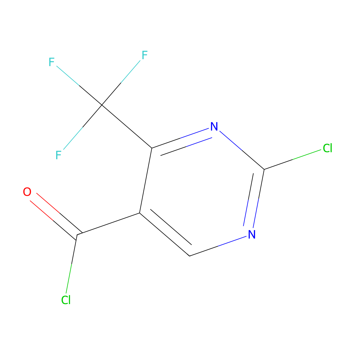 2-Chloro-4-(trifluoromethyl)pyrimidine-5-carbonyl chloride molecular structure, CAS 154934-99-3