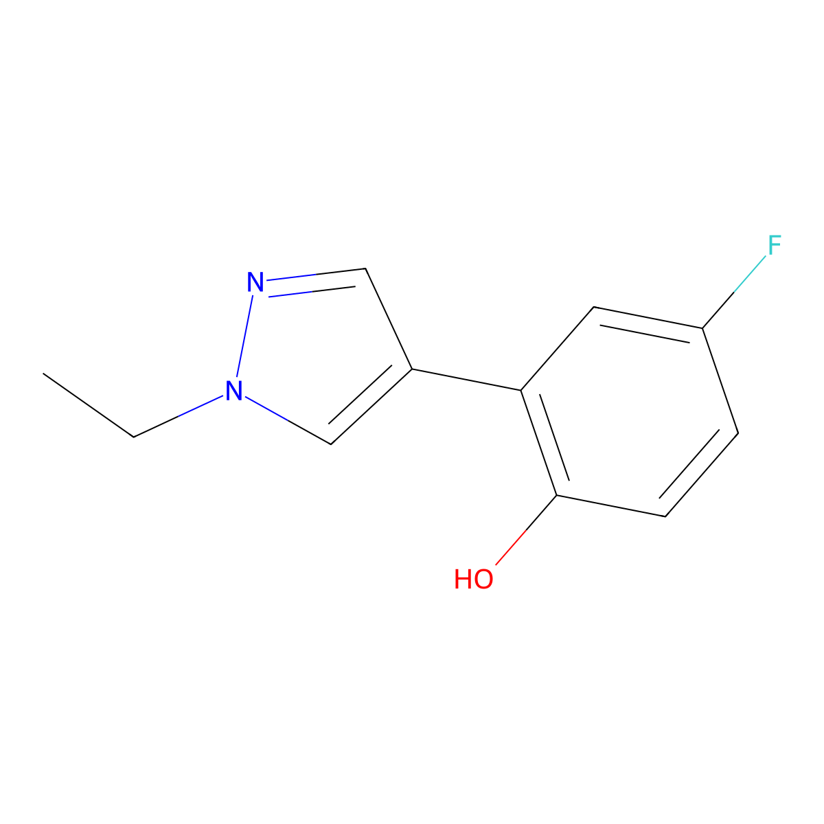 2-(1-Ethyl-1H-pyrazol-4-yl)-4-fluorophenol molecular structure, CAS 1549364-51-3