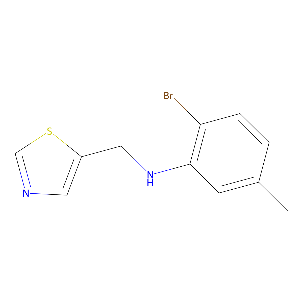 2-bromo-5-methyl-N-[(1,3-thiazol-5-yl)methyl]aniline molecular structure, CAS 1549376-29-5
