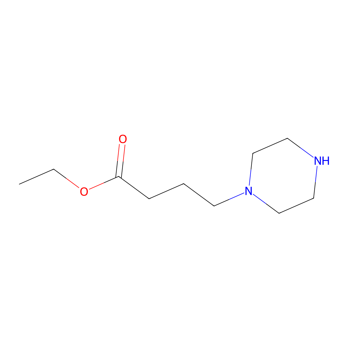 1-Piperazinebutanoic acid, ethyl ester molecular structure, CAS 154938-42-8