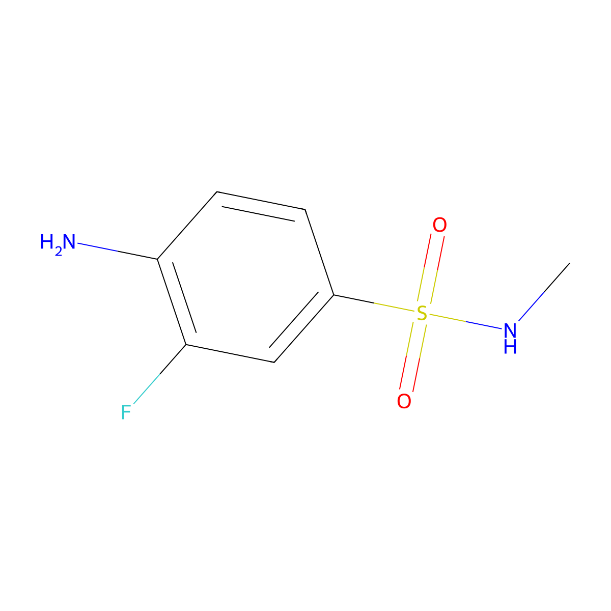 4-amino-3-fluoro-N-methylbenzene-1-sulfonamide molecular structure, CAS 1549380-43-9