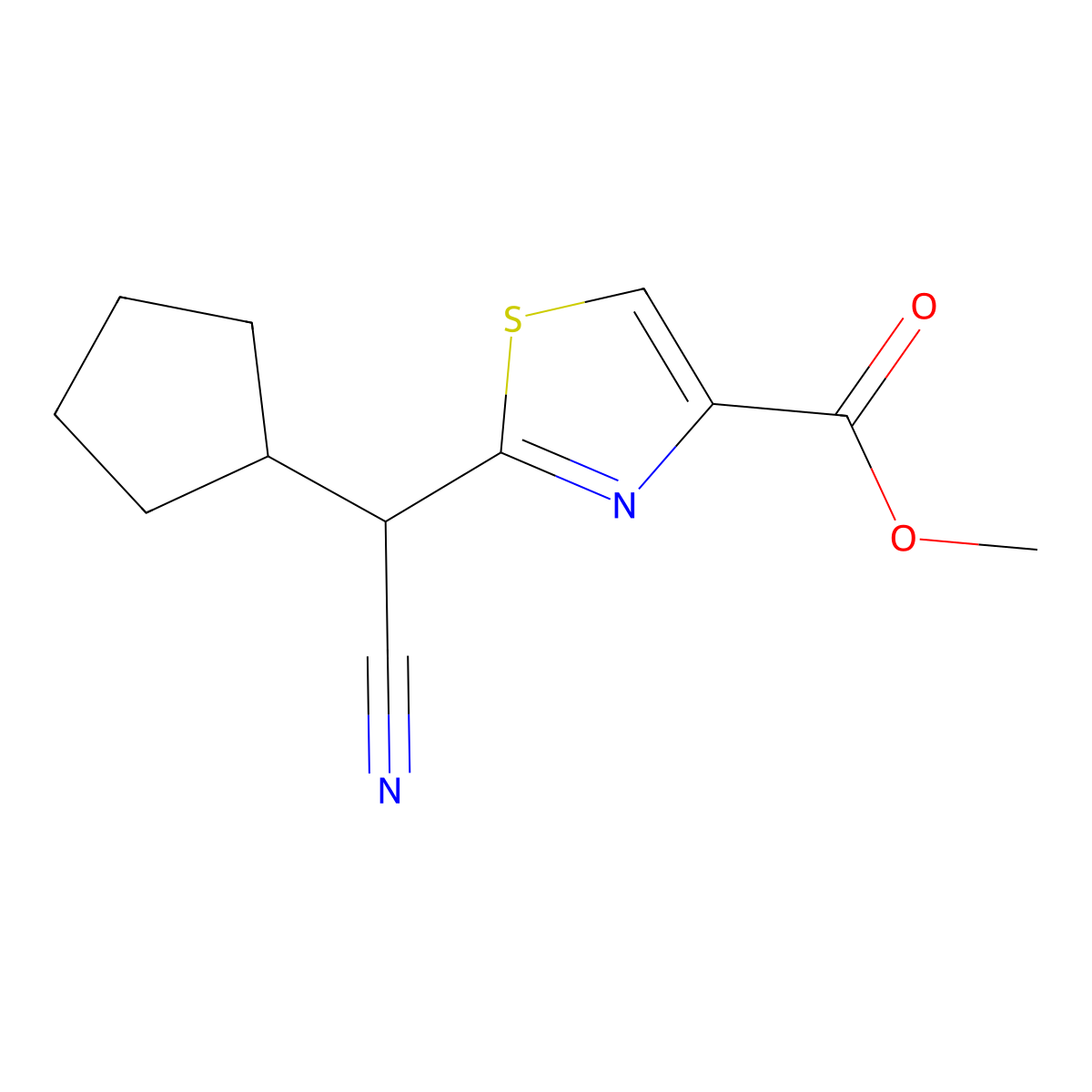 Methyl 2-[cyano(cyclopentyl)methyl]-1,3-thiazole-4-carboxylate molecular structure, CAS 1549418-68-9