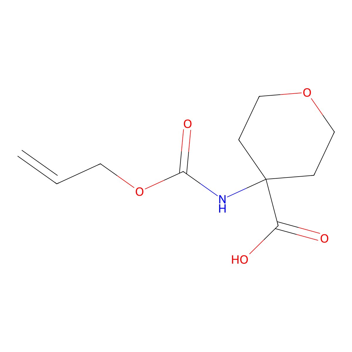 4-{[(Prop-2-en-1-yloxy)carbonyl]amino}oxane-4-carboxylic acid molecular structure, CAS 1549436-10-3