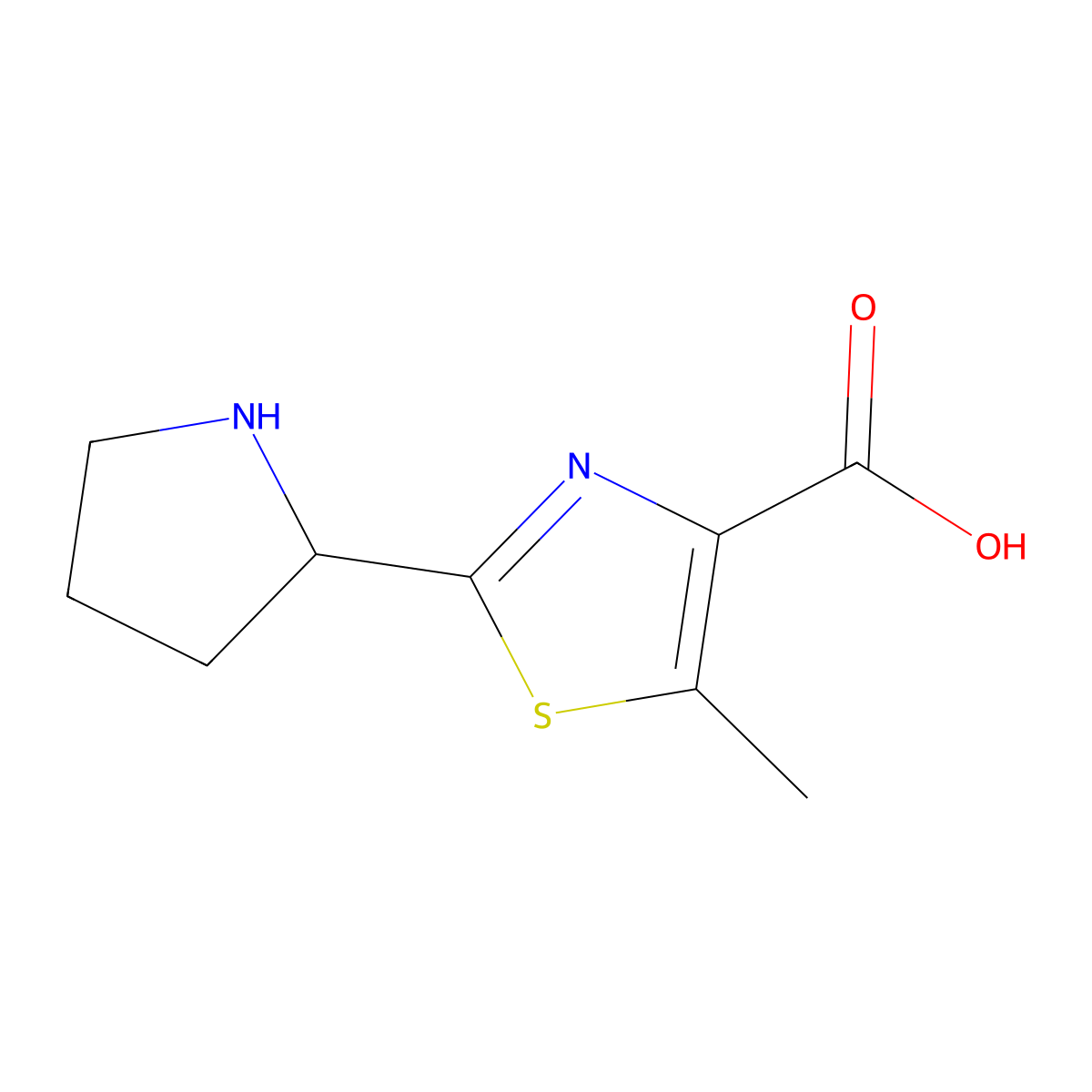 5-Methyl-2-(pyrrolidin-2-yl)-1,3-thiazole-4-carboxylic acid molecular structure, CAS 1549436-12-5