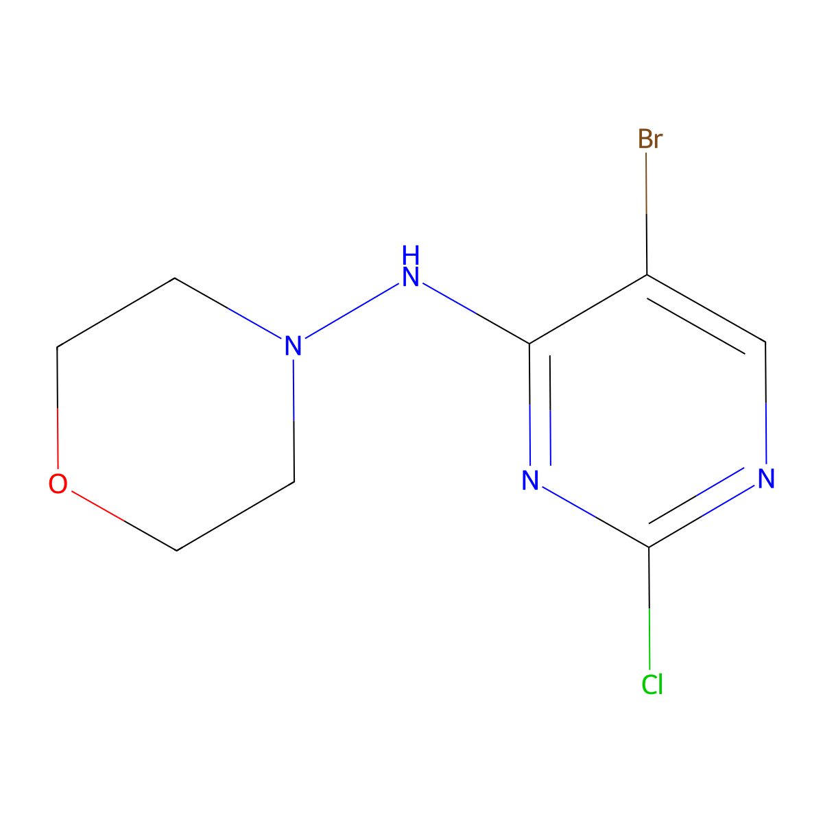 N-(5-bromo-2-chloropyrimidin-4-yl)morpholin-4-amine molecular structure, CAS 1549450-43-2