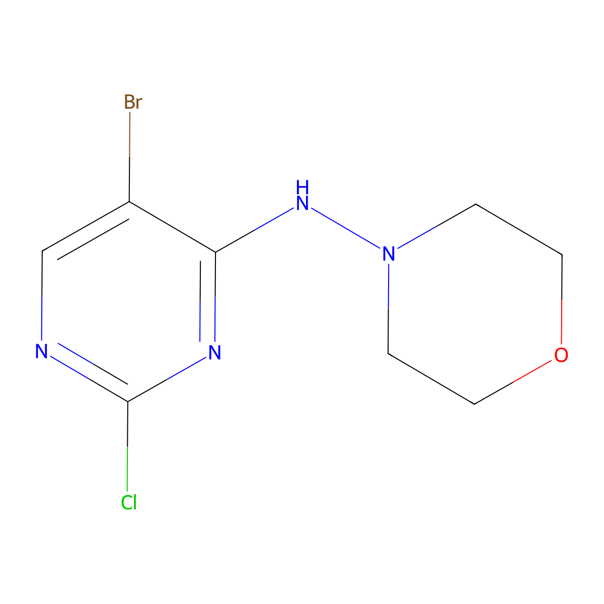 N-(5-bromo-2-chloropyrimidin-4-yl)morpholin-4-amine molecular structure, CAS 1549450-43-2