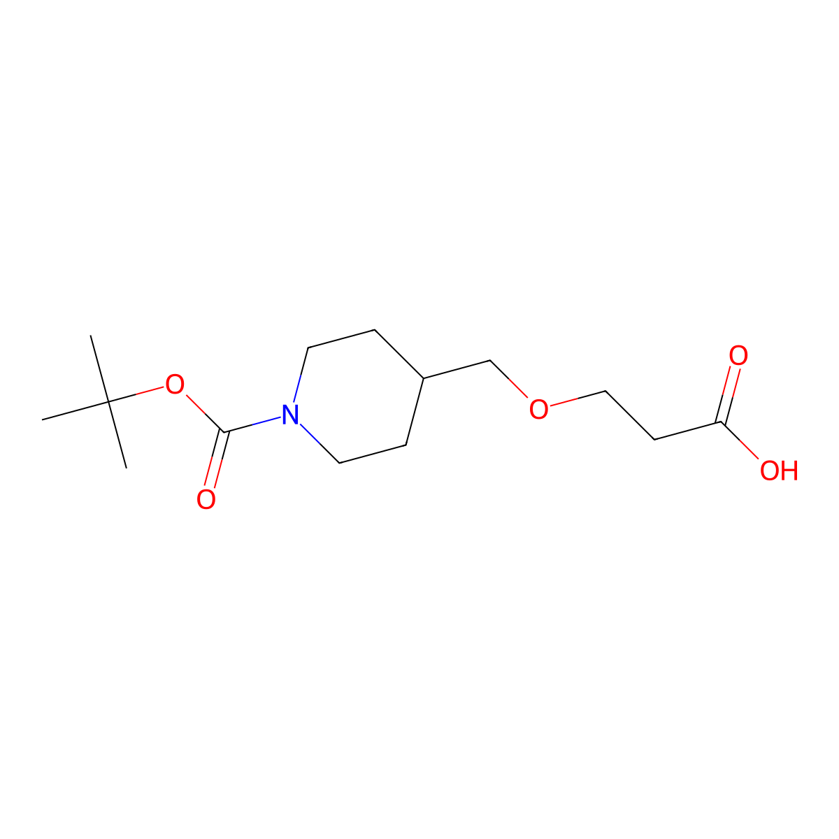 N-Boc-3-(piperidin-4-ylmethoxy)propanoic acid molecular structure, CAS 1549459-19-9