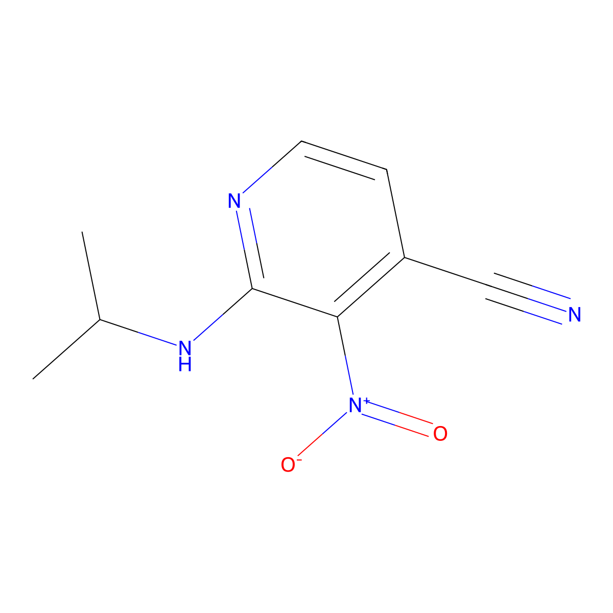 3-Nitro-2-[(propan-2-yl)amino]pyridine-4-carbonitrile molecular structure, CAS 1549459-53-1
