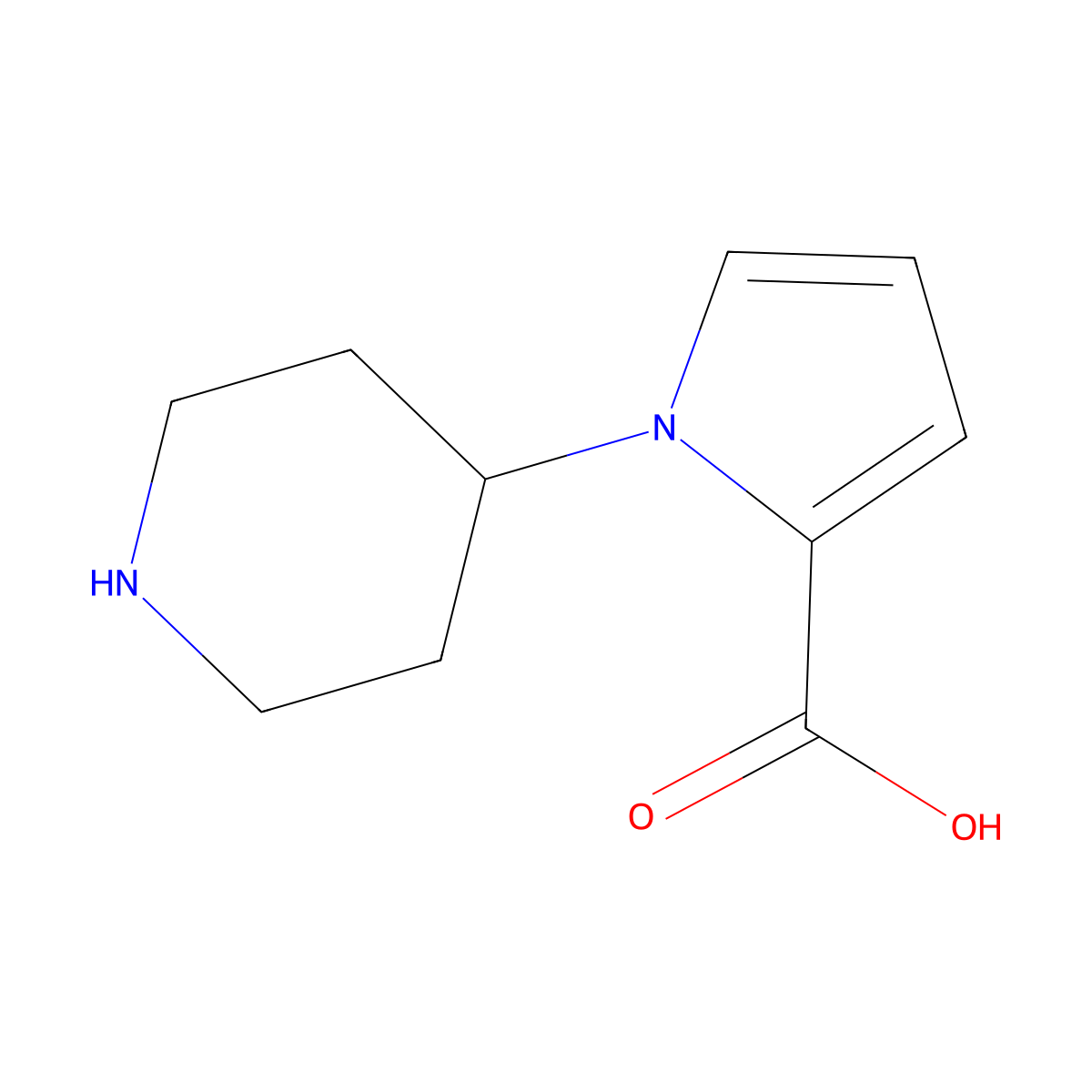 1-(piperidin-4-yl)-1H-pyrrole-2-carboxylic acid molecular structure, CAS 1549476-14-3