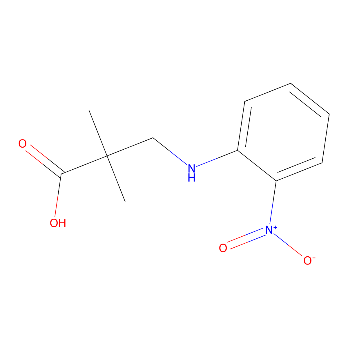 2,2-Dimethyl-3-[(2-nitrophenyl)amino]propanoic acid molecular structure, CAS 1549477-31-7