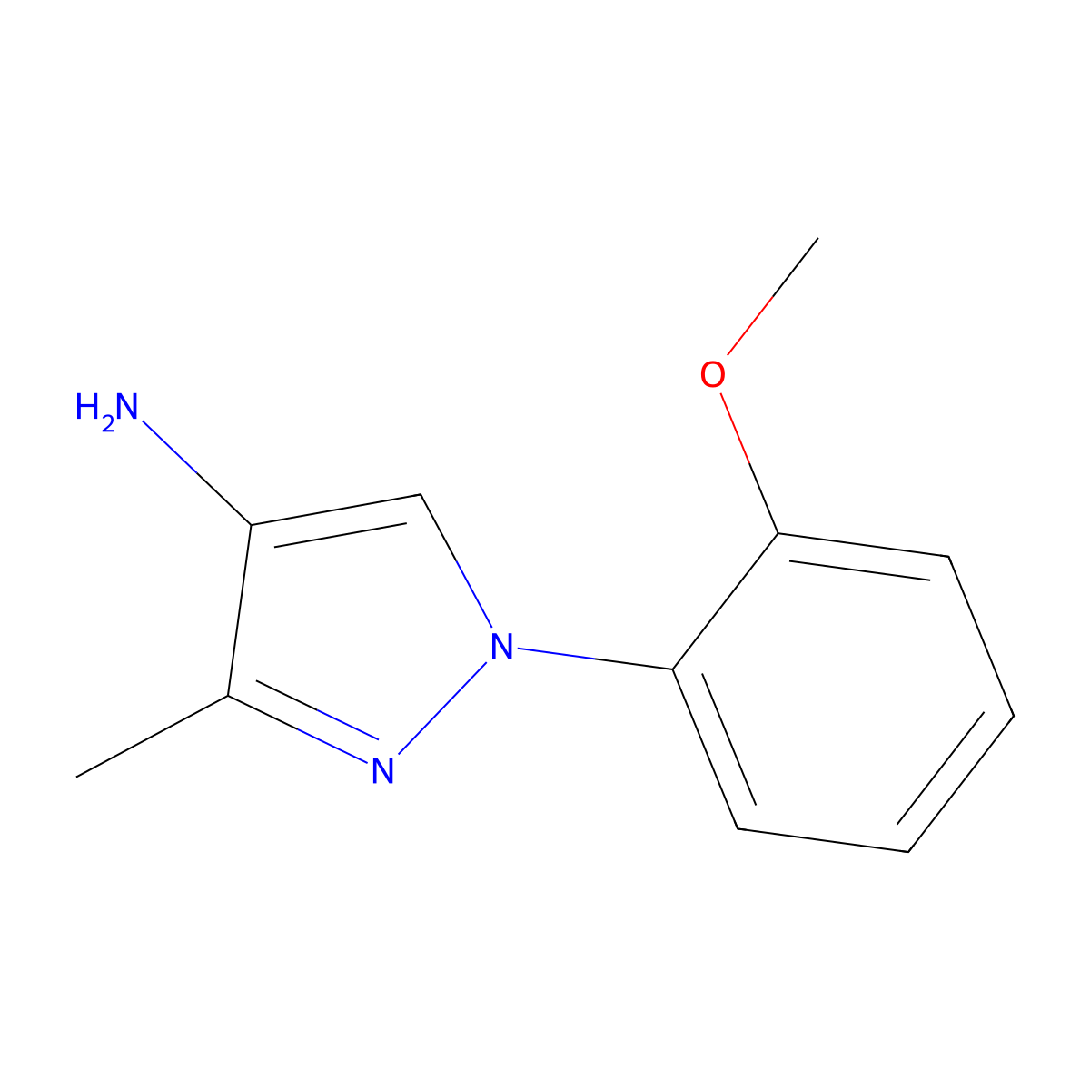 1-(2-Methoxyphenyl)-3-methyl-1H-pyrazol-4-amine molecular structure, CAS 1549478-46-7