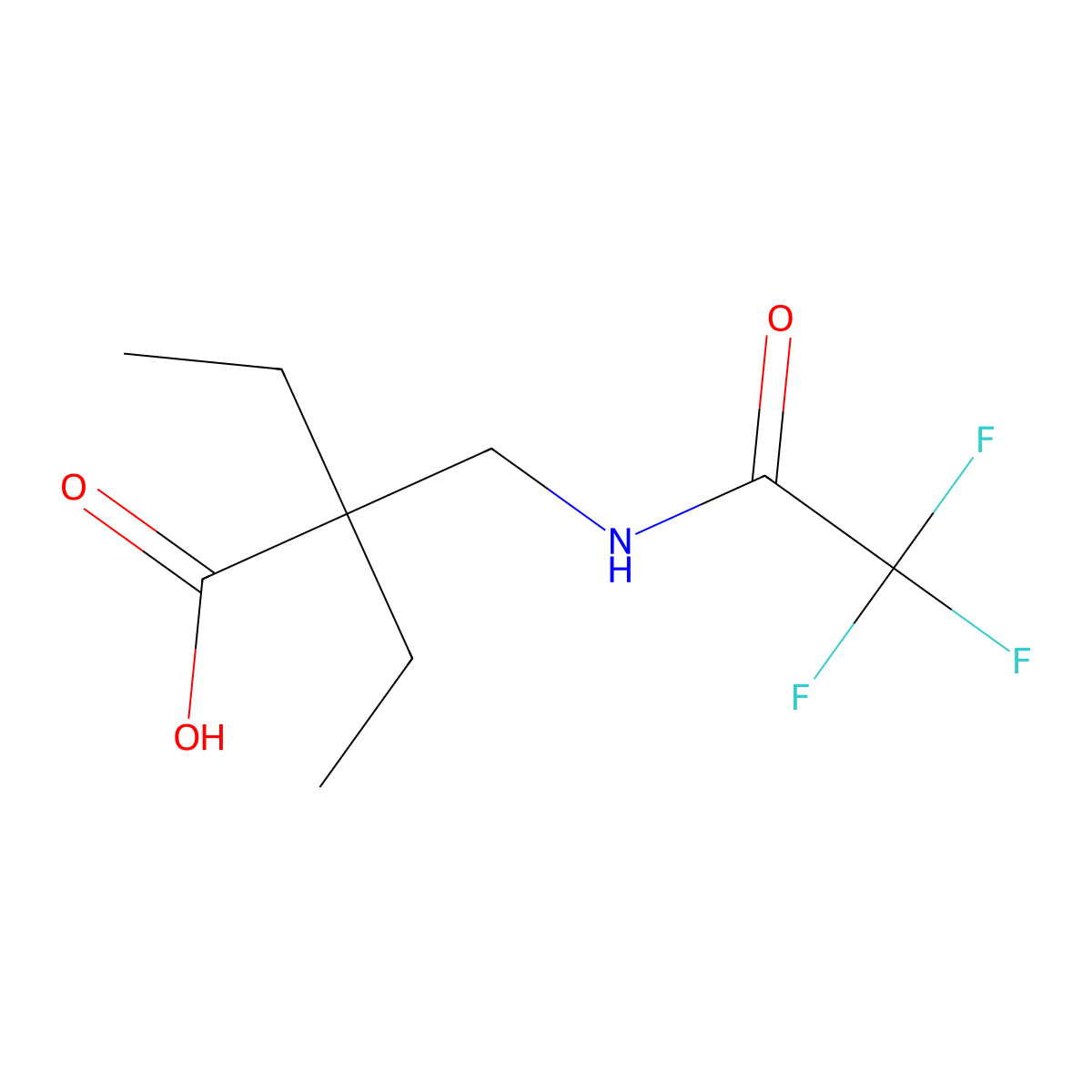2-Ethyl-2-[(trifluoroacetamido)methyl]butanoic acid molecular structure, CAS 1549493-86-8