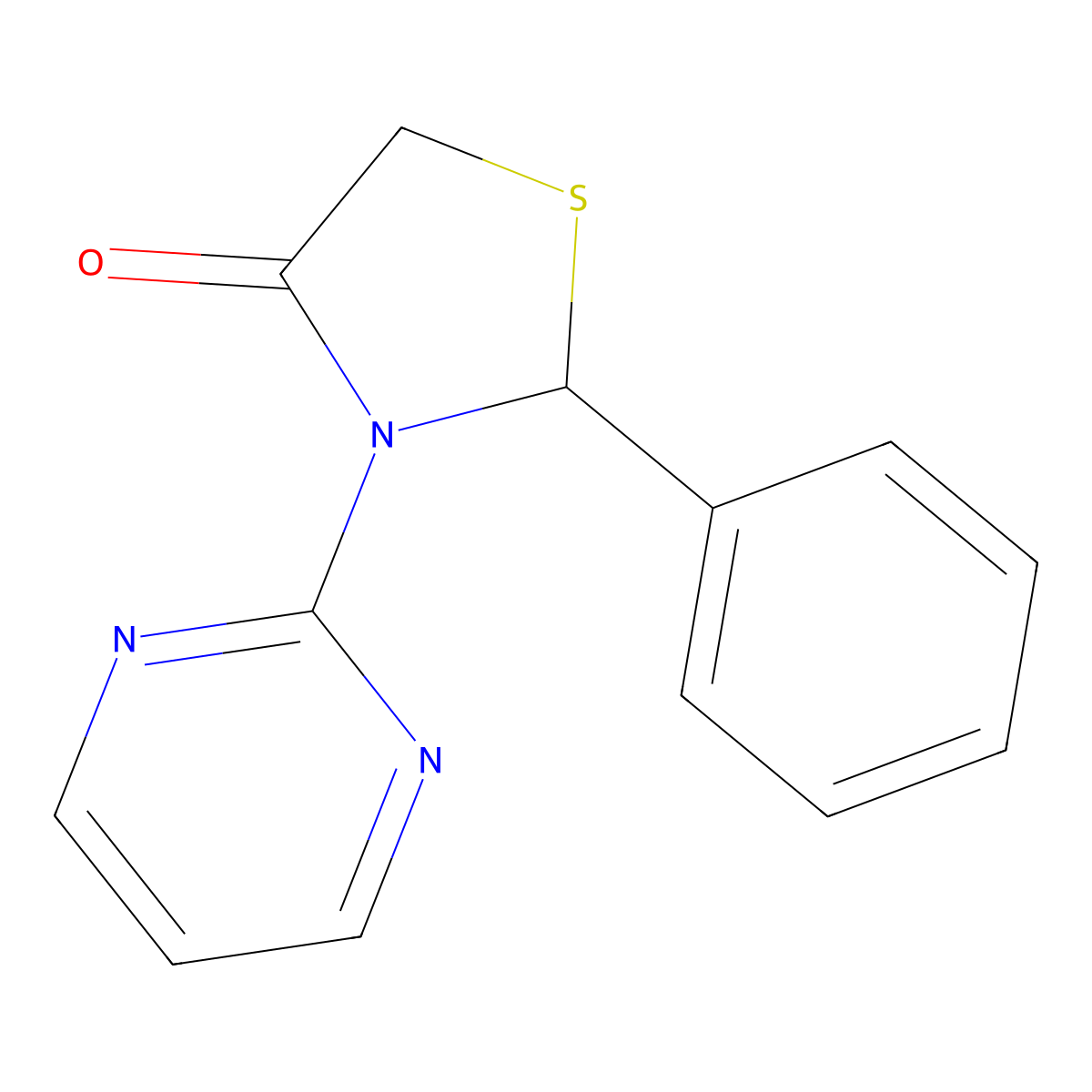 2-Phenyl-3-pyrimidin-2-yl-1,3-thiazolidin-4-one molecular structure, CAS 154951-43-6