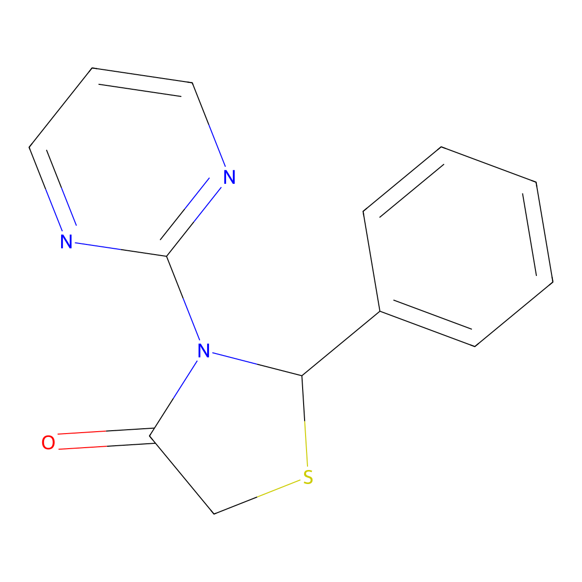 2-Phenyl-3-pyrimidin-2-yl-1,3-thiazolidin-4-one molecular structure, CAS 154951-43-6