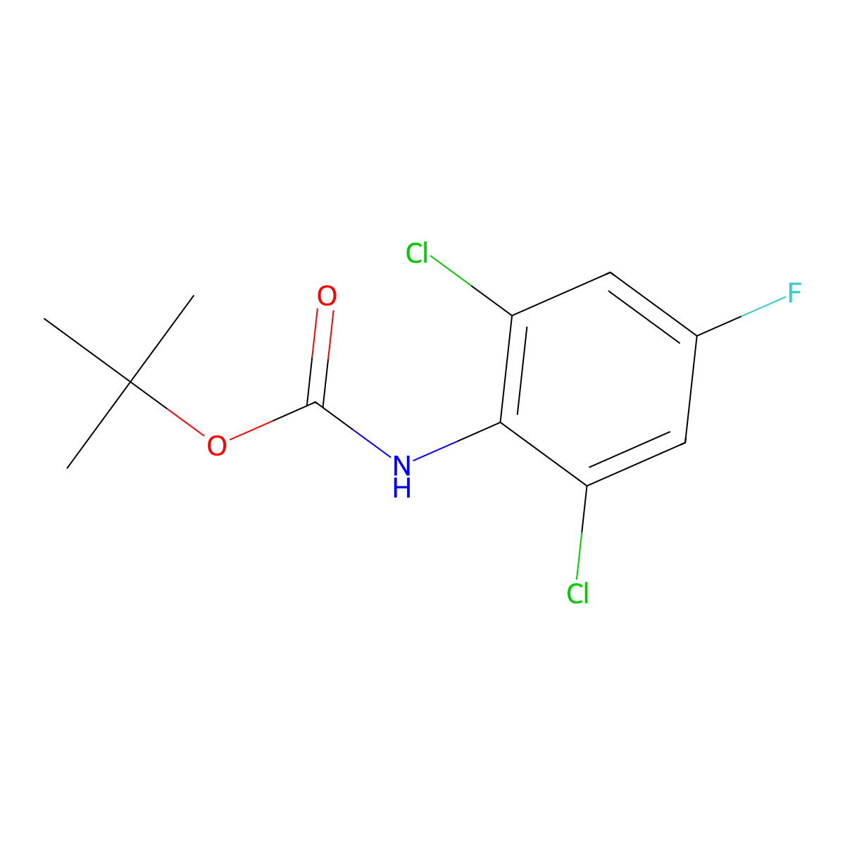 Tert-butyl (2,6-dichloro-4-fluorophenyl)carbamate molecular structure, CAS 1549510-58-8