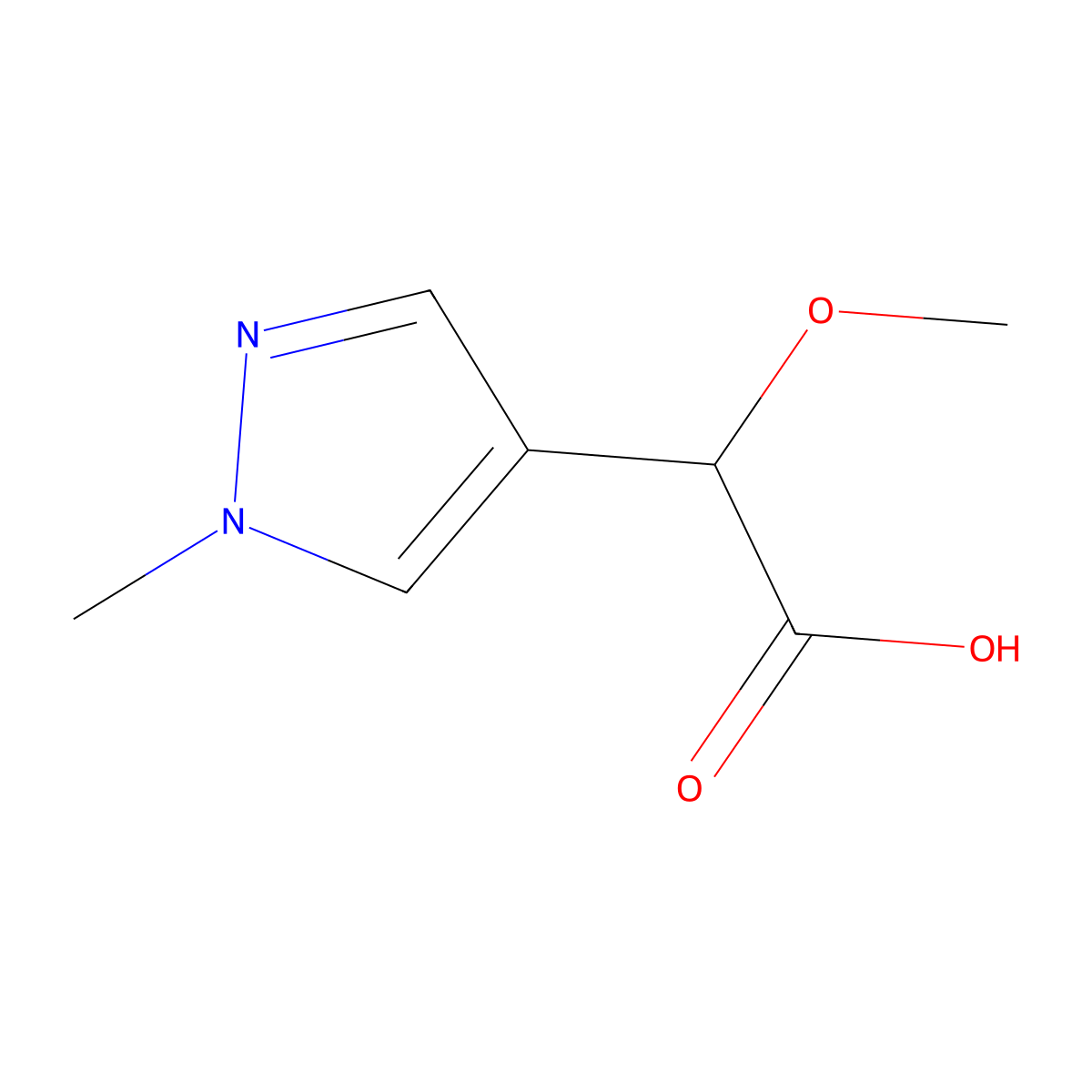 2-methoxy-2-(1-methyl-1H-pyrazol-4-yl)acetic acid molecular structure, CAS 1549522-64-6