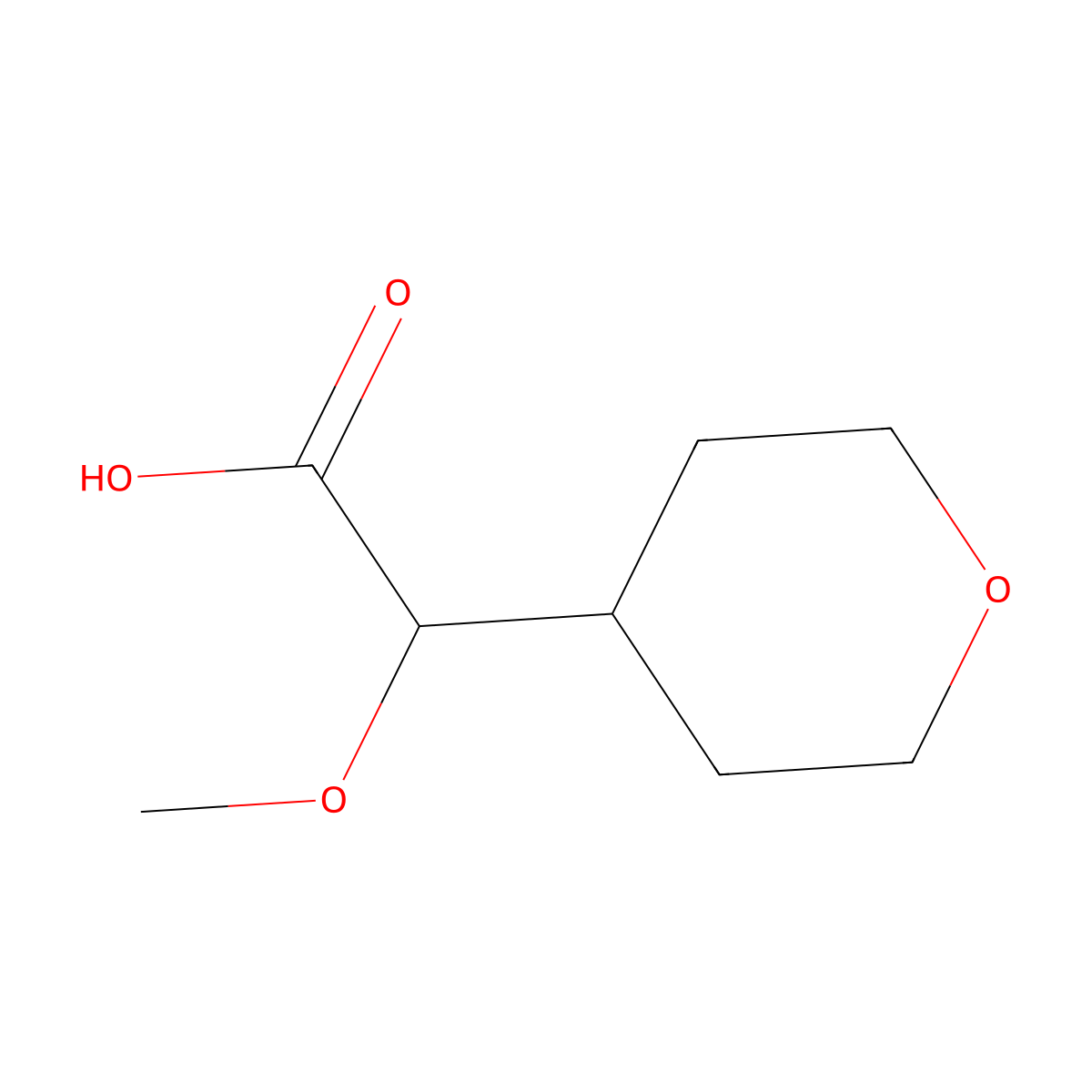 2-Methoxy-2-(oxan-4-yl)acetic acid molecular structure, CAS 1549532-11-7