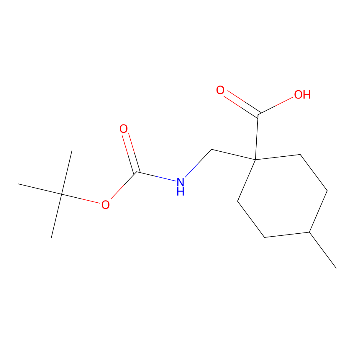 1-({[(Tert-butoxy)carbonyl]amino}methyl)-4-methylcyclohexane-1-carboxylic acid molecular structure, CAS 1549567-68-1
